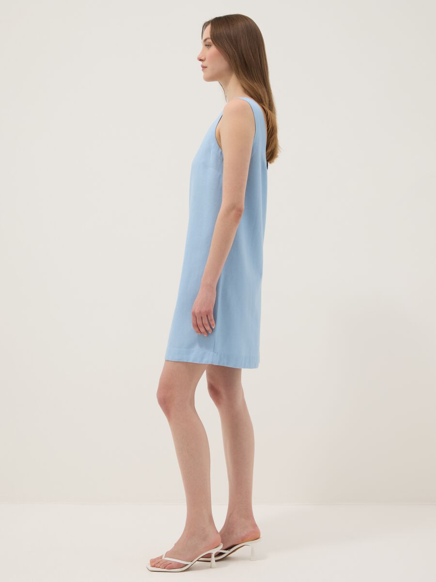 Light blue regular-fit dress in a viscose, cotton and linen blend_2