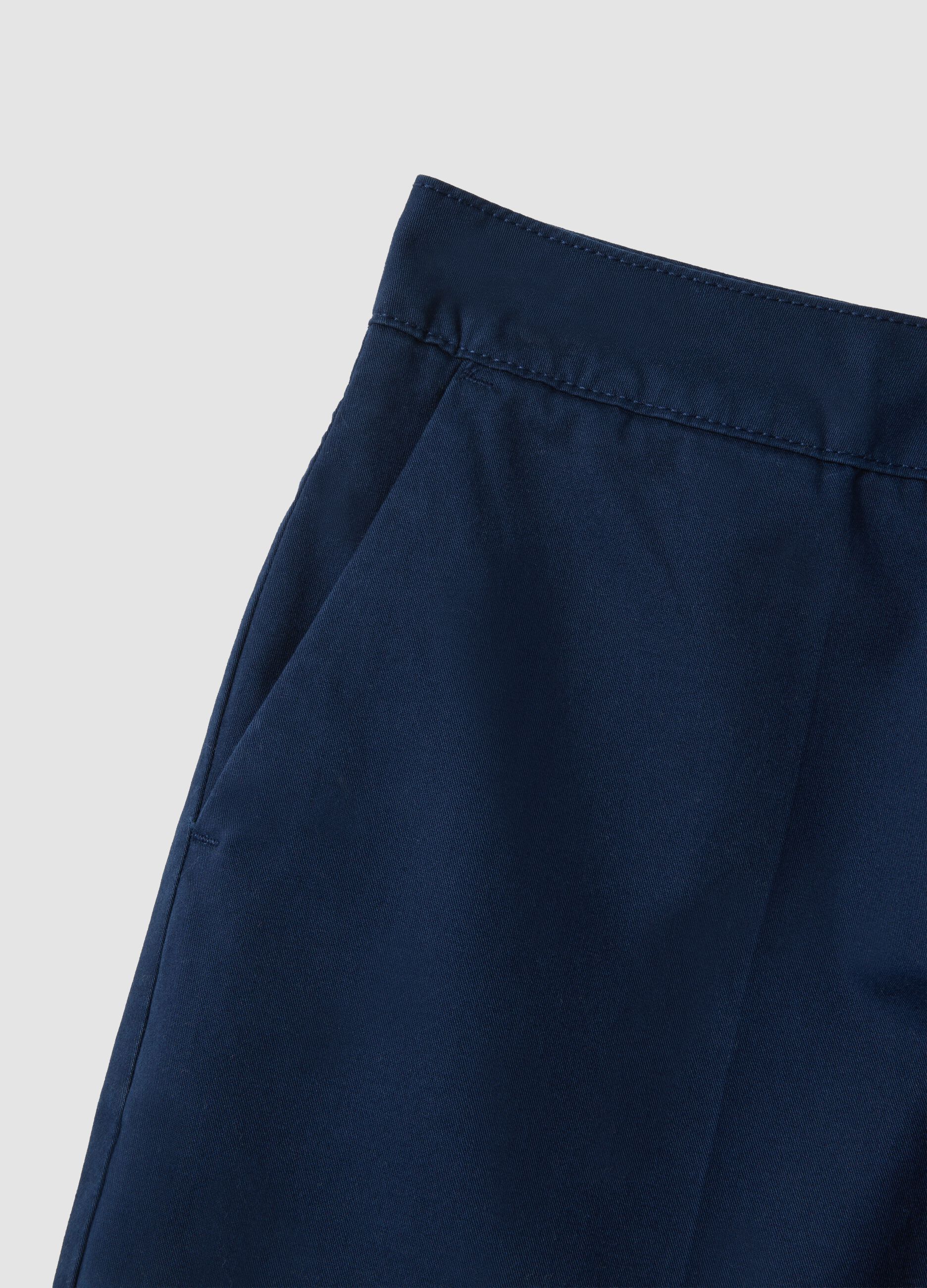 Blue regular-fit pure cotton shorts