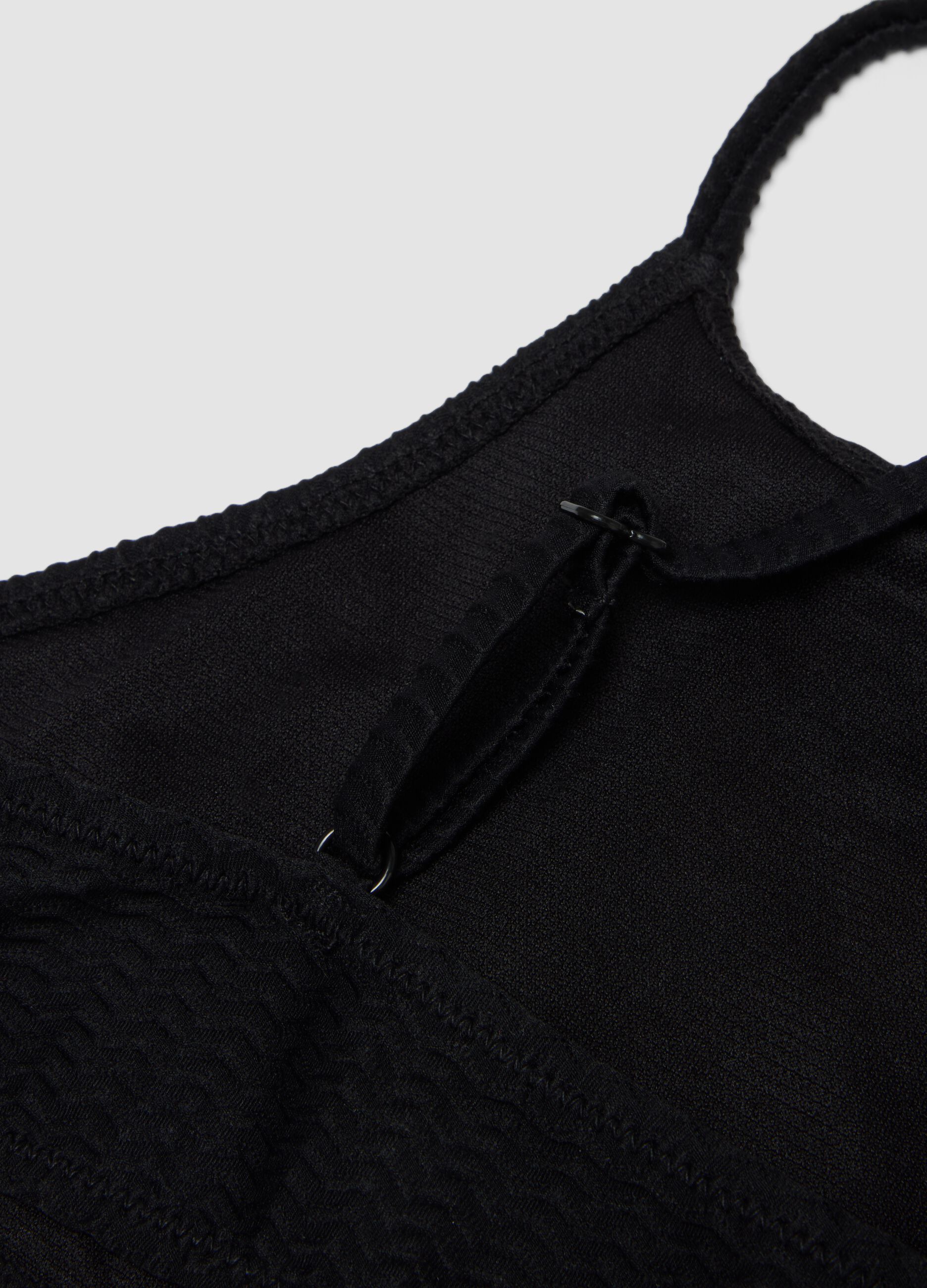 Black textured stretch-fabric bikini