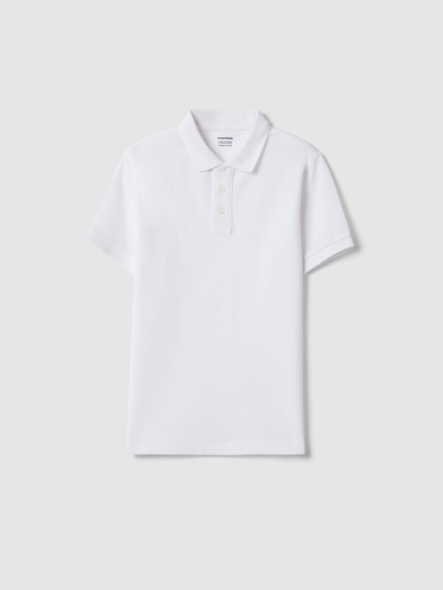 Polo branca de algod&atilde;o org&acirc;nico para rapaz, corte regular_3