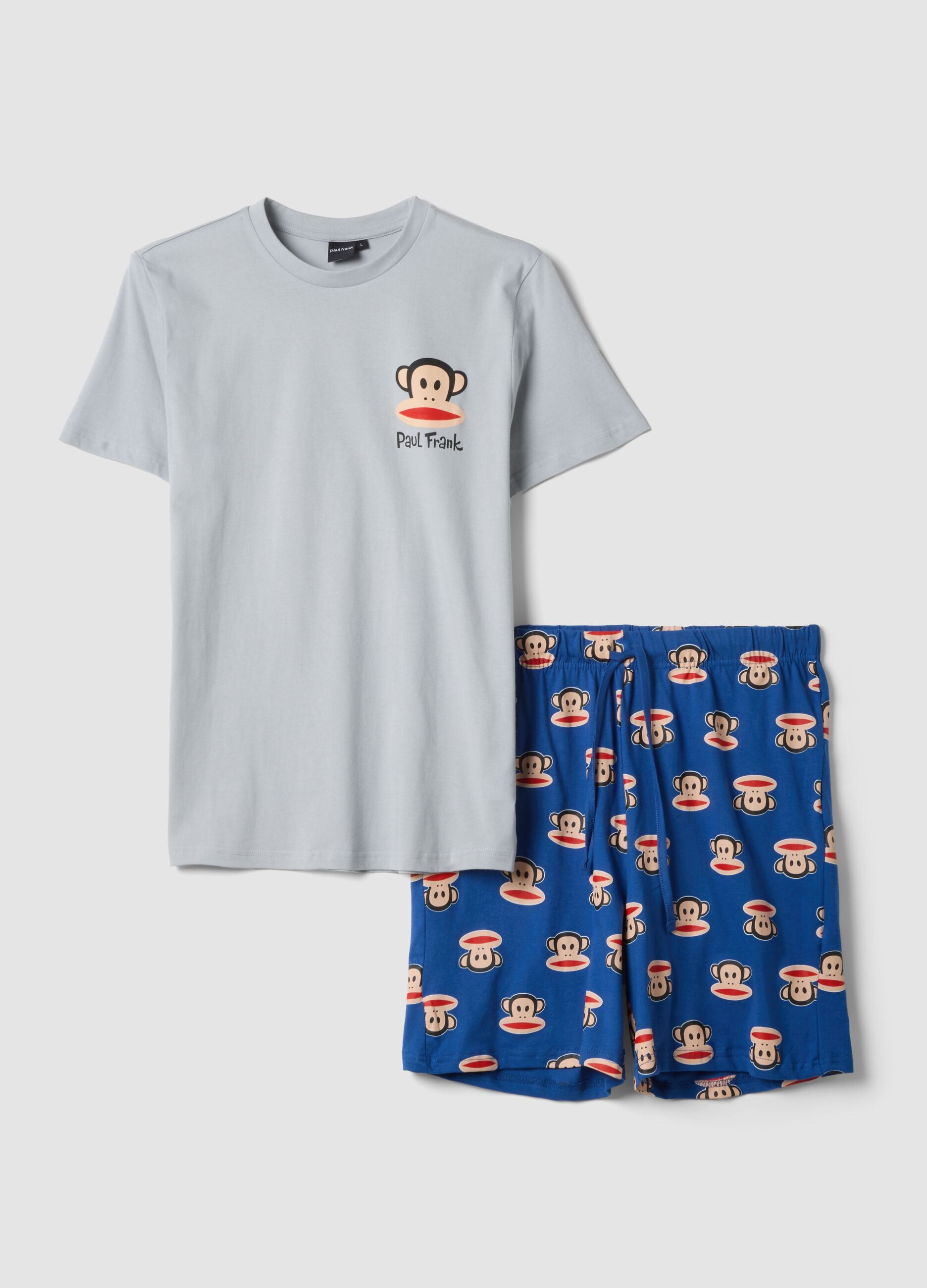 Men&rsquo;s multicolour short cotton pyjama set with Paul Frank print, regular fit