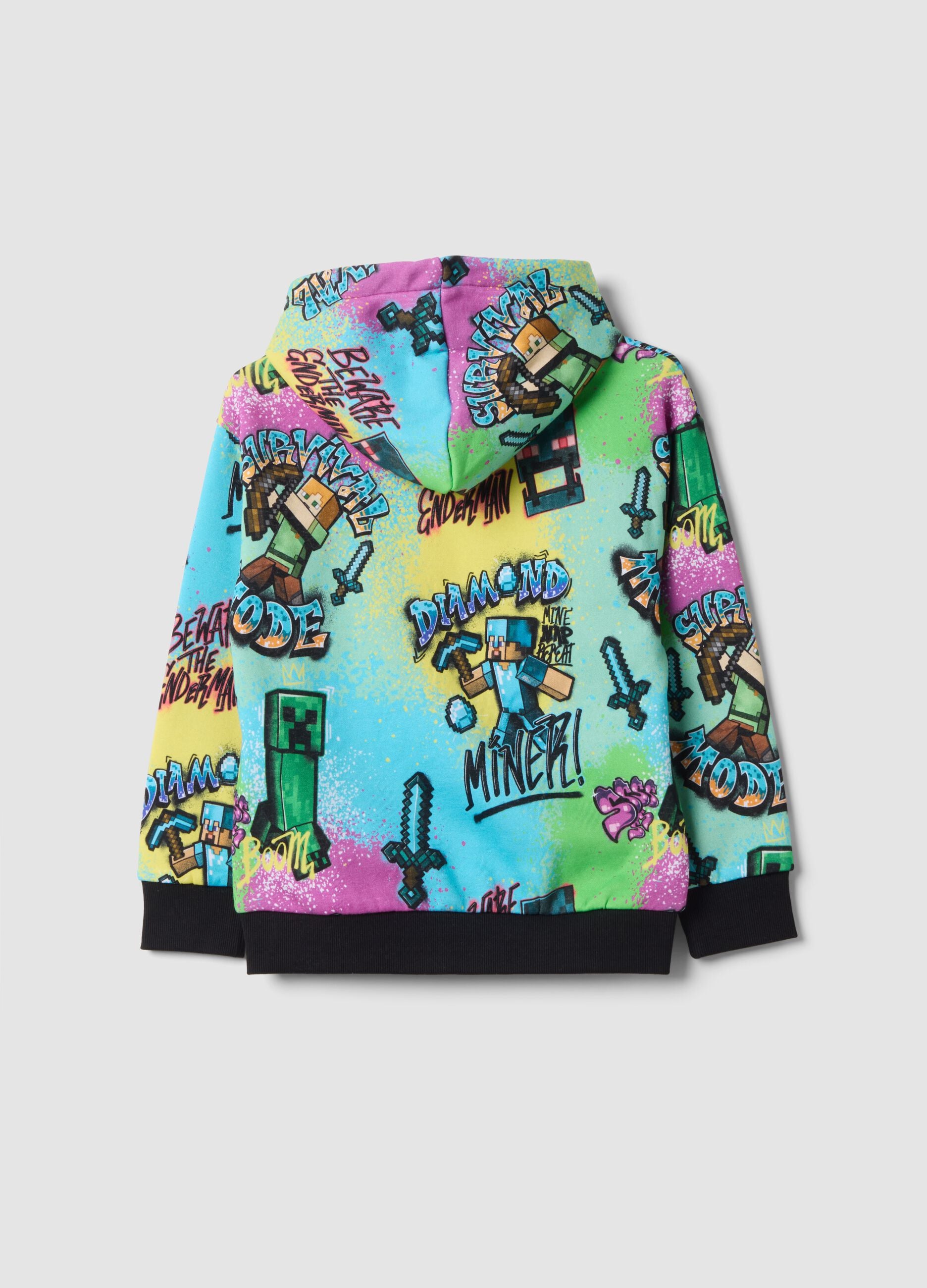 Multicolour cotton-blend hoodie with crew neck