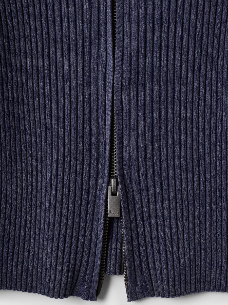 Twilight Blue Full-Zip Ribbed Knit_6