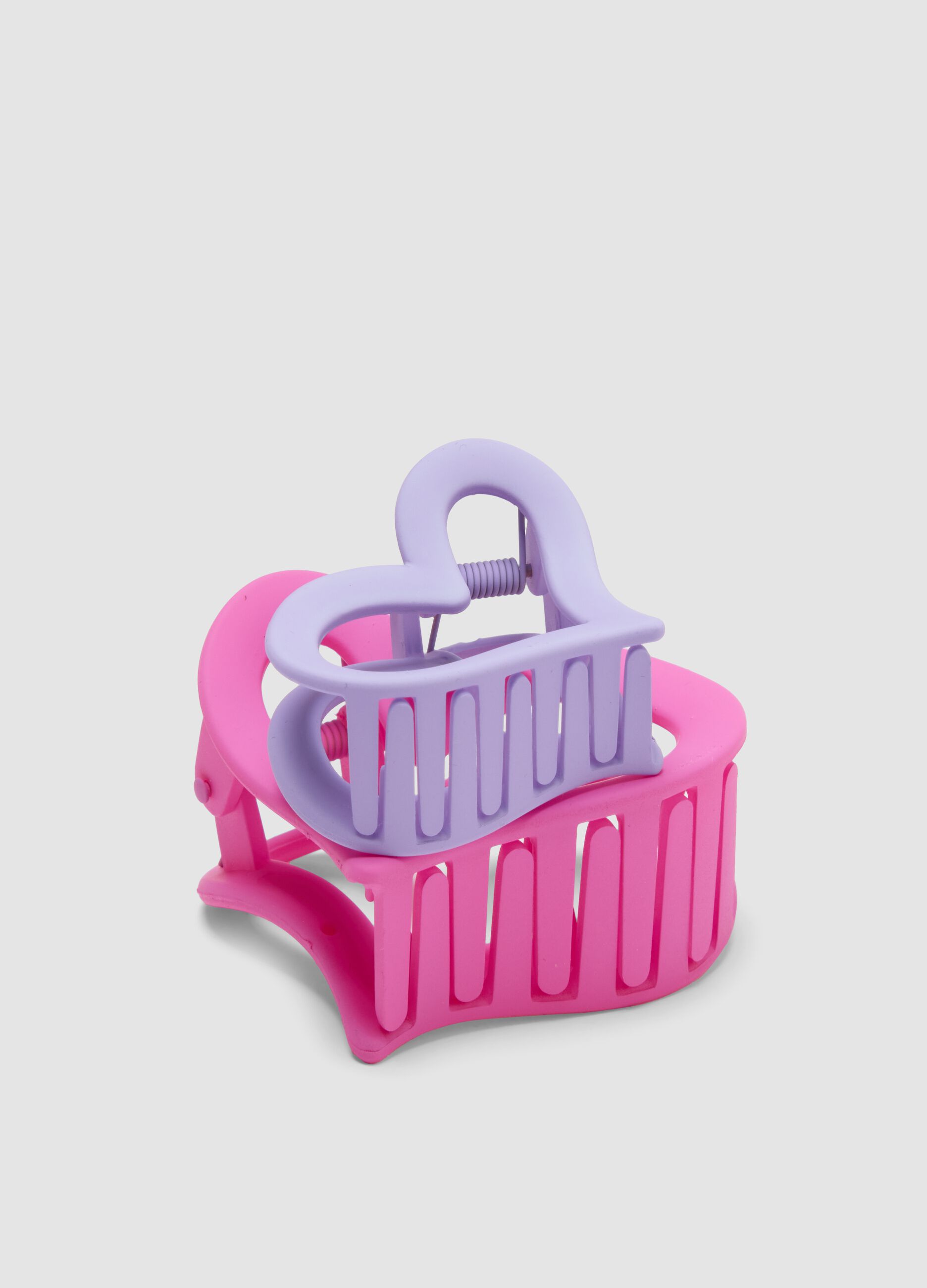Purple and Pink Heart Hair Clip Set for Girls