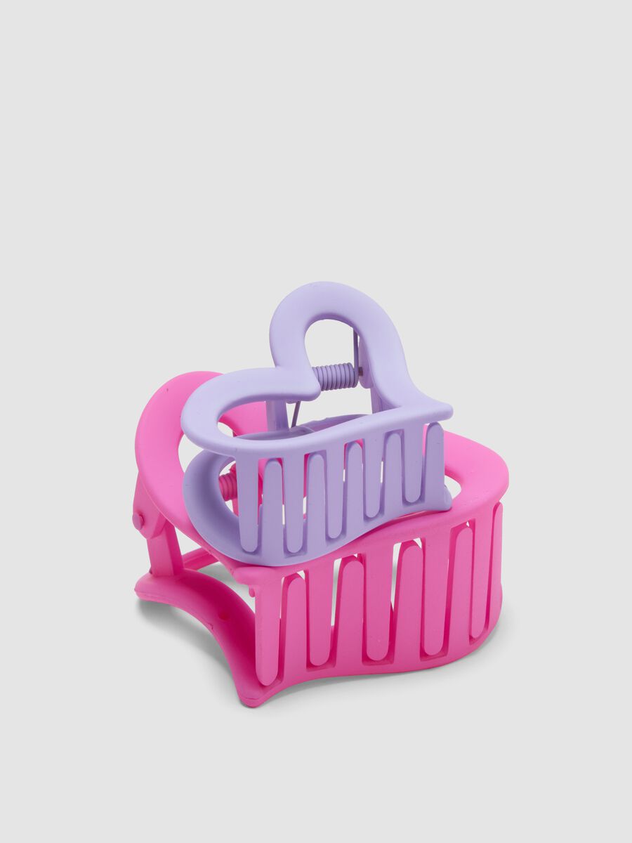 Purple and Pink Heart Hair Clip Set for Girls_2
