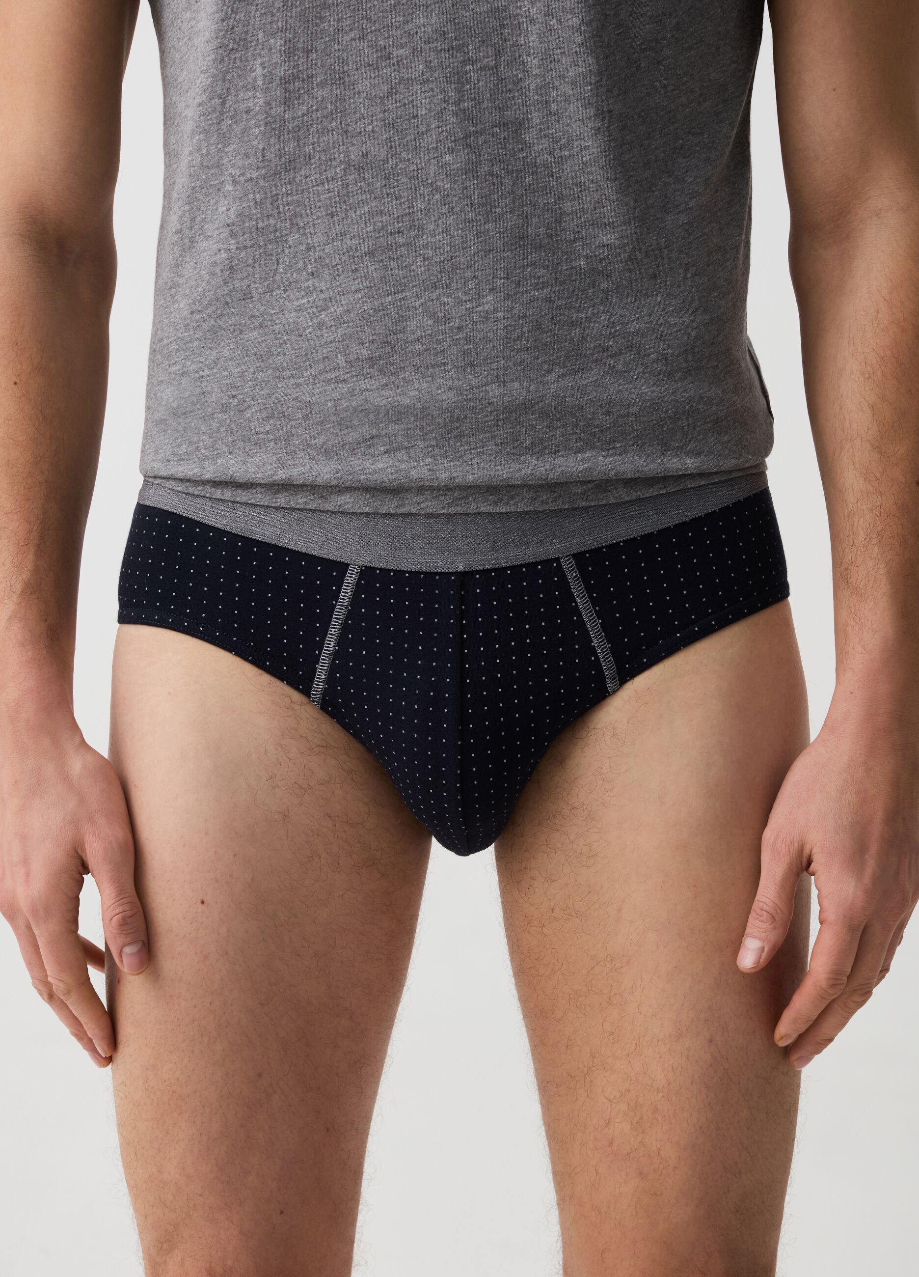 Three-pack patterned briefs in stretch organic cotton