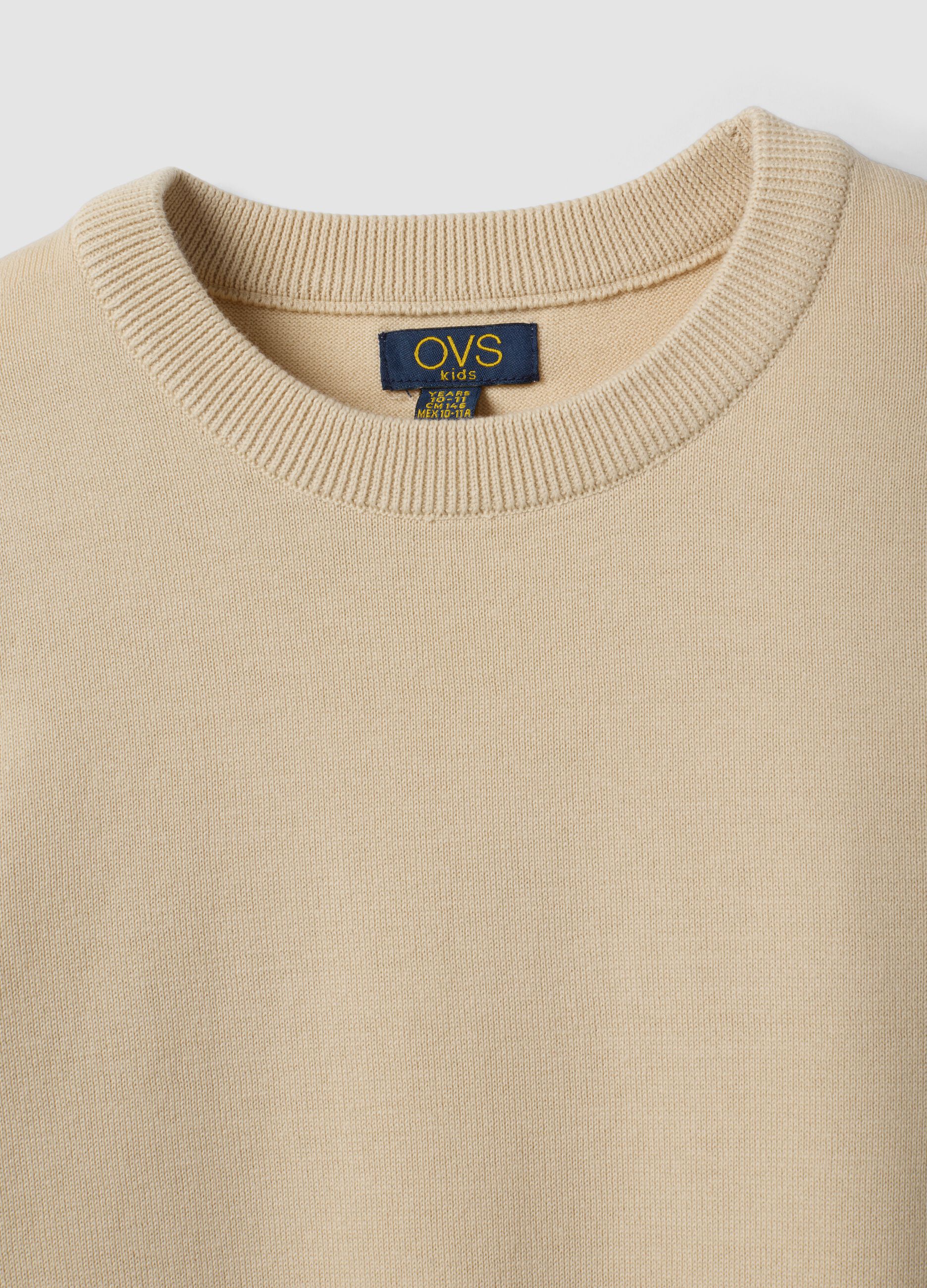 Beige pure cotton long-sleeve regular-fit top for boys