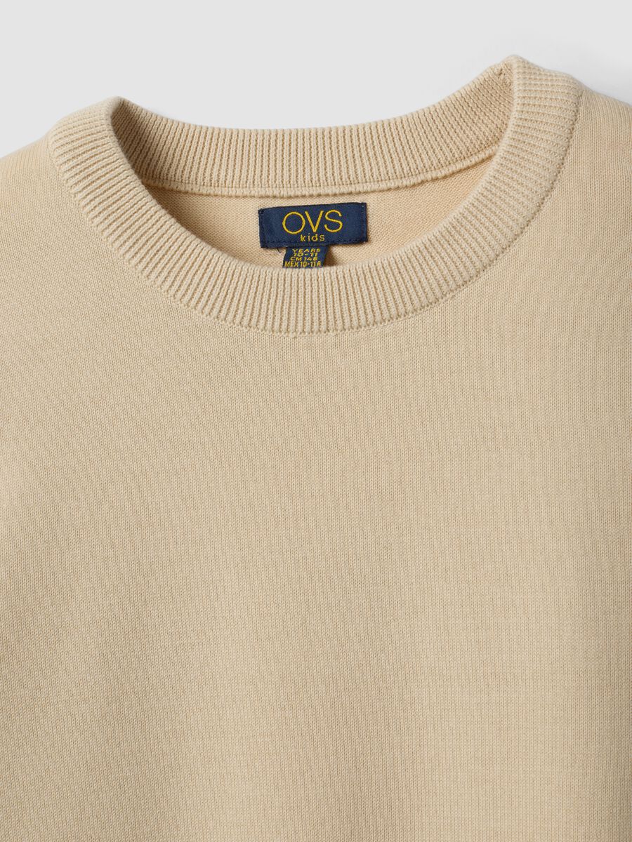 Beige pure cotton long-sleeve regular-fit top for boys_2