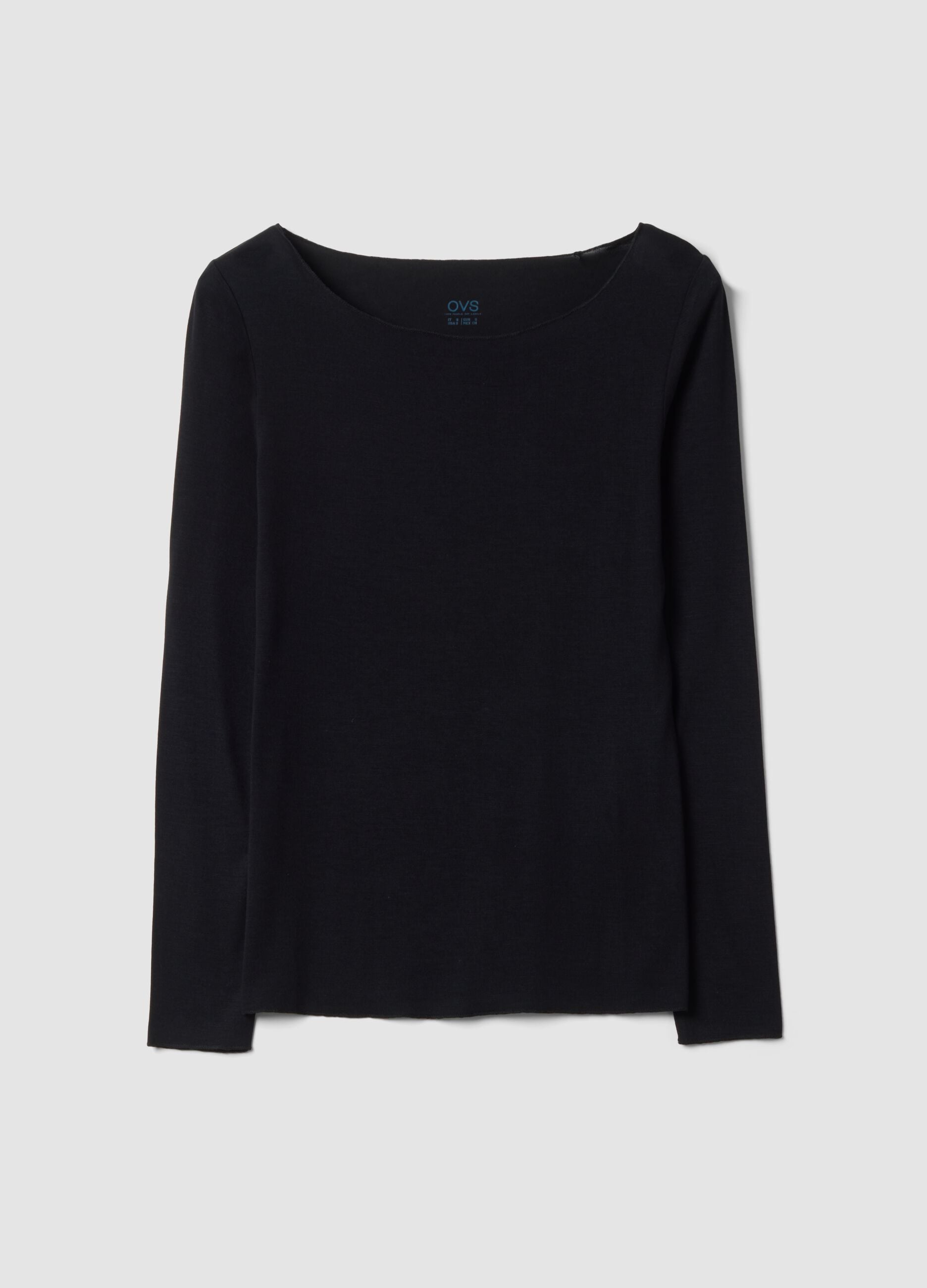 &Mu;&alpha;ύ&rho;&omicron; T-shirt &alpha;&pi;ό &epsilon;&lambda;&alpha;&sigma;&tau;&iota;&kappa;ό modal &mu;&epsilon; &sigma;&tau;&rho;&omicron;&gamma;&gamma;&upsilon;&lambda;ή &lambda;&alpha;&iota;&mu;ό&kappa;&omicron;&psi;&eta;, &kappa;&alpha;&nu;&omicron;&nu;&iota;&kappa;ή &gamma;&rho;&alpha;&mu;&mu;ή