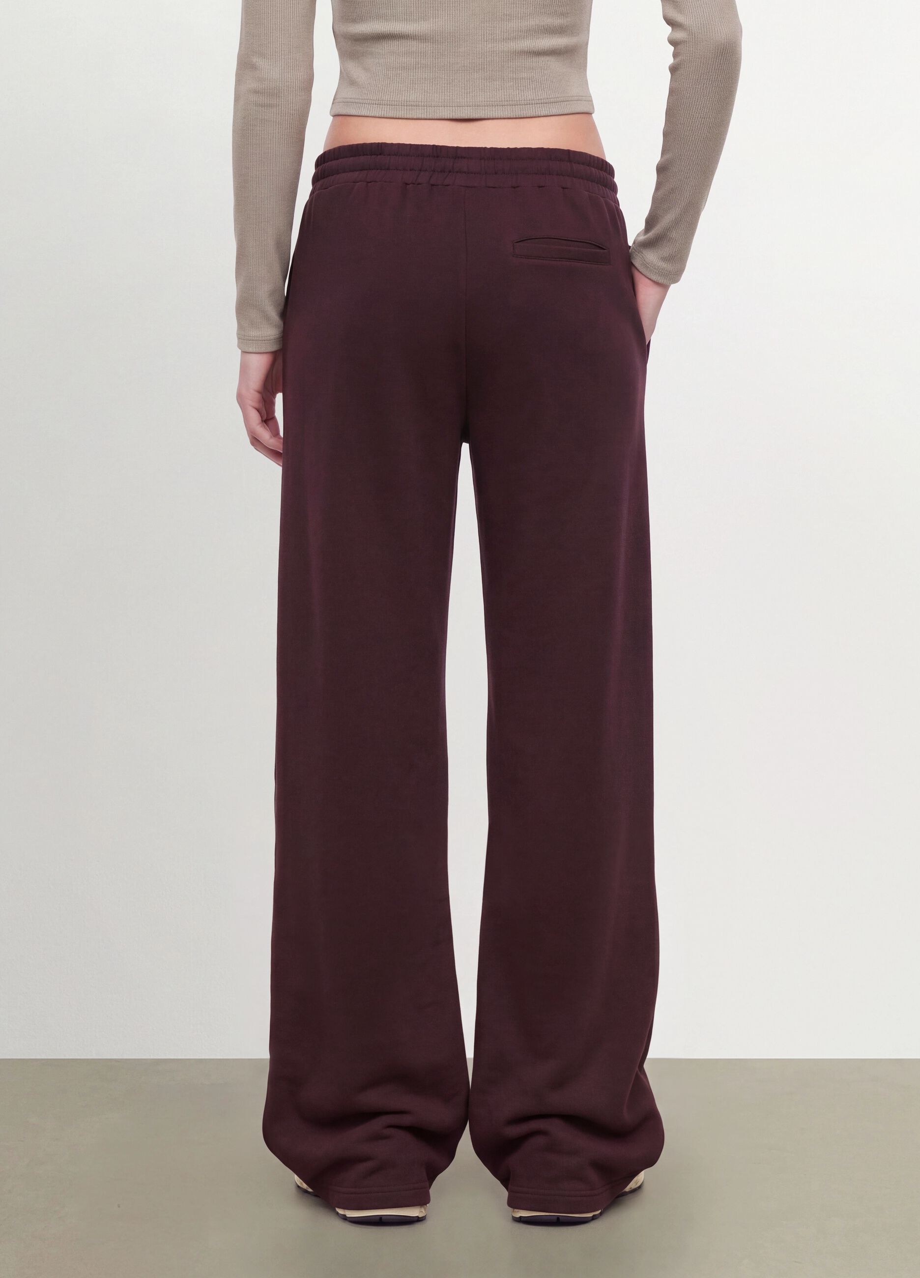 Violette Wide-Leg-Hose aus elastischem Modal mit Tunnelzug