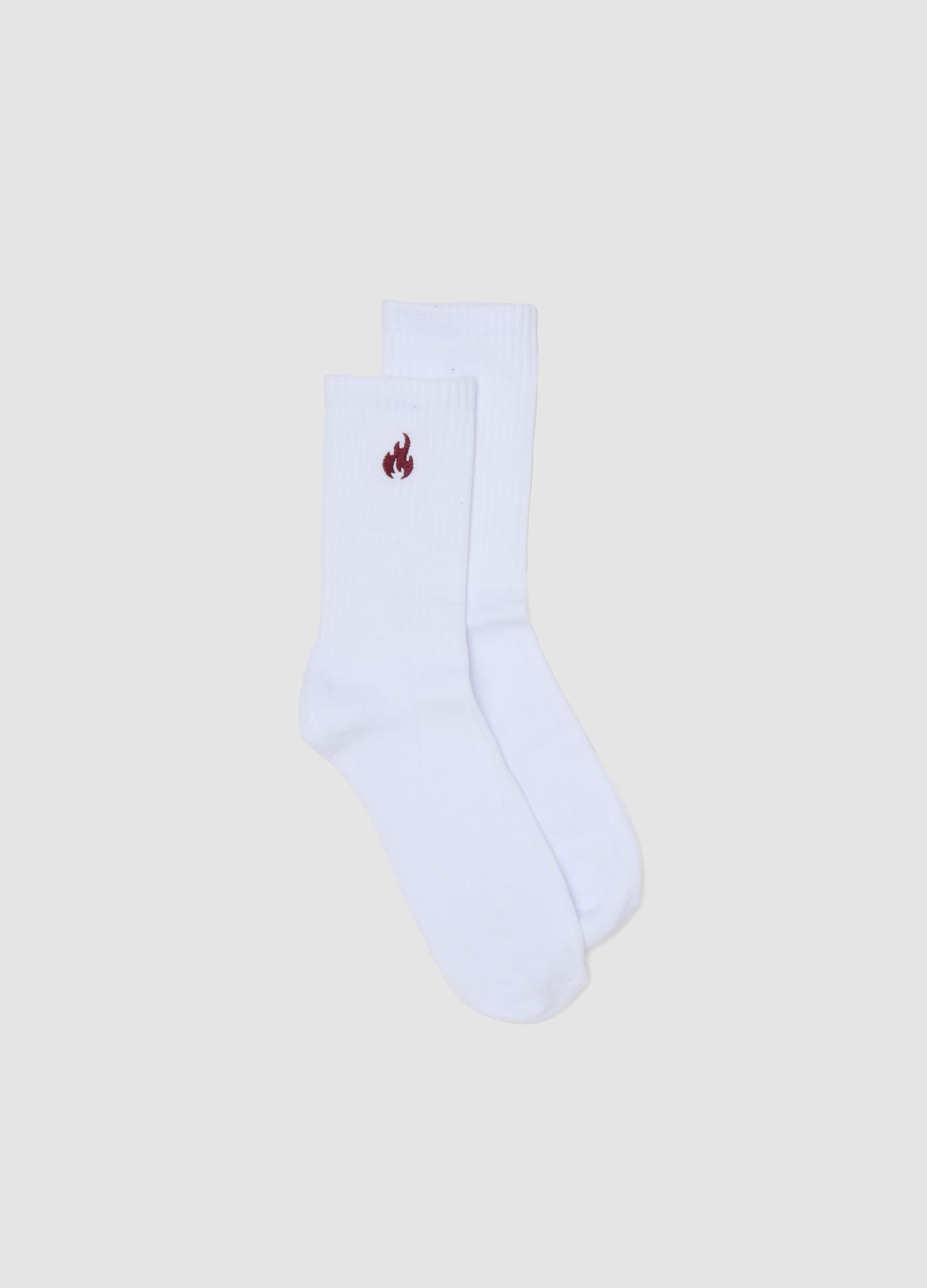 Chaussettes de sport blanches en coton stretch avec logo brod&eacute;