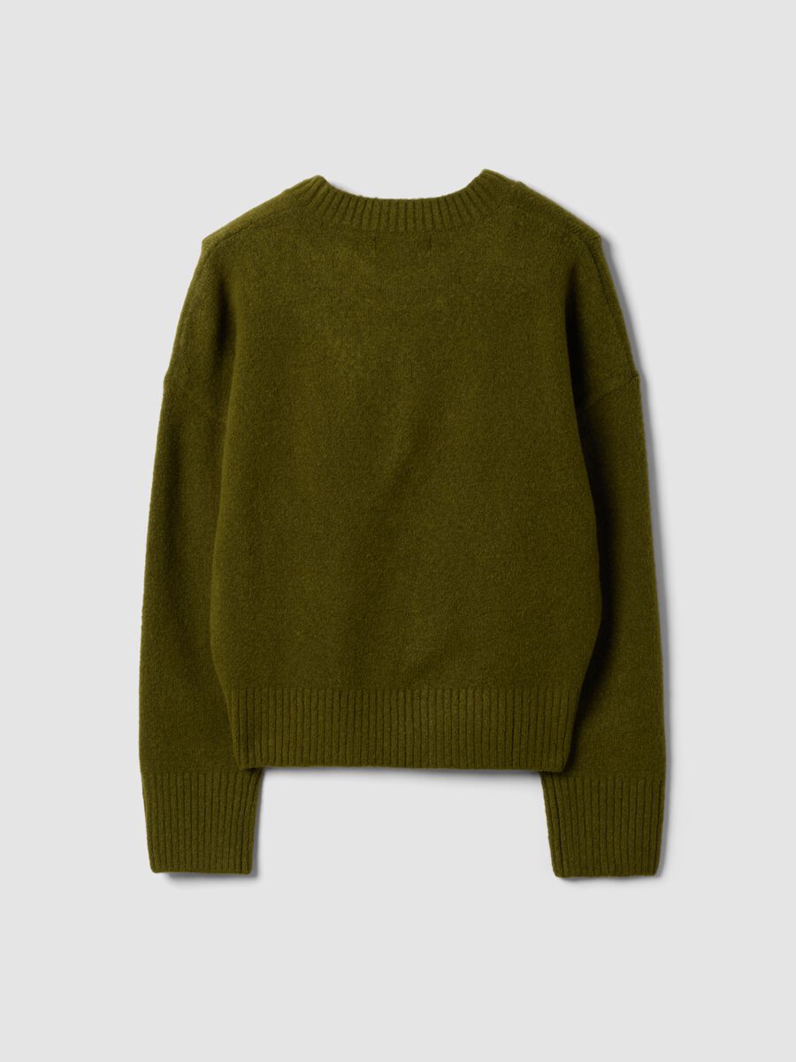 Olive green stretch wool crew-neck jumper_5