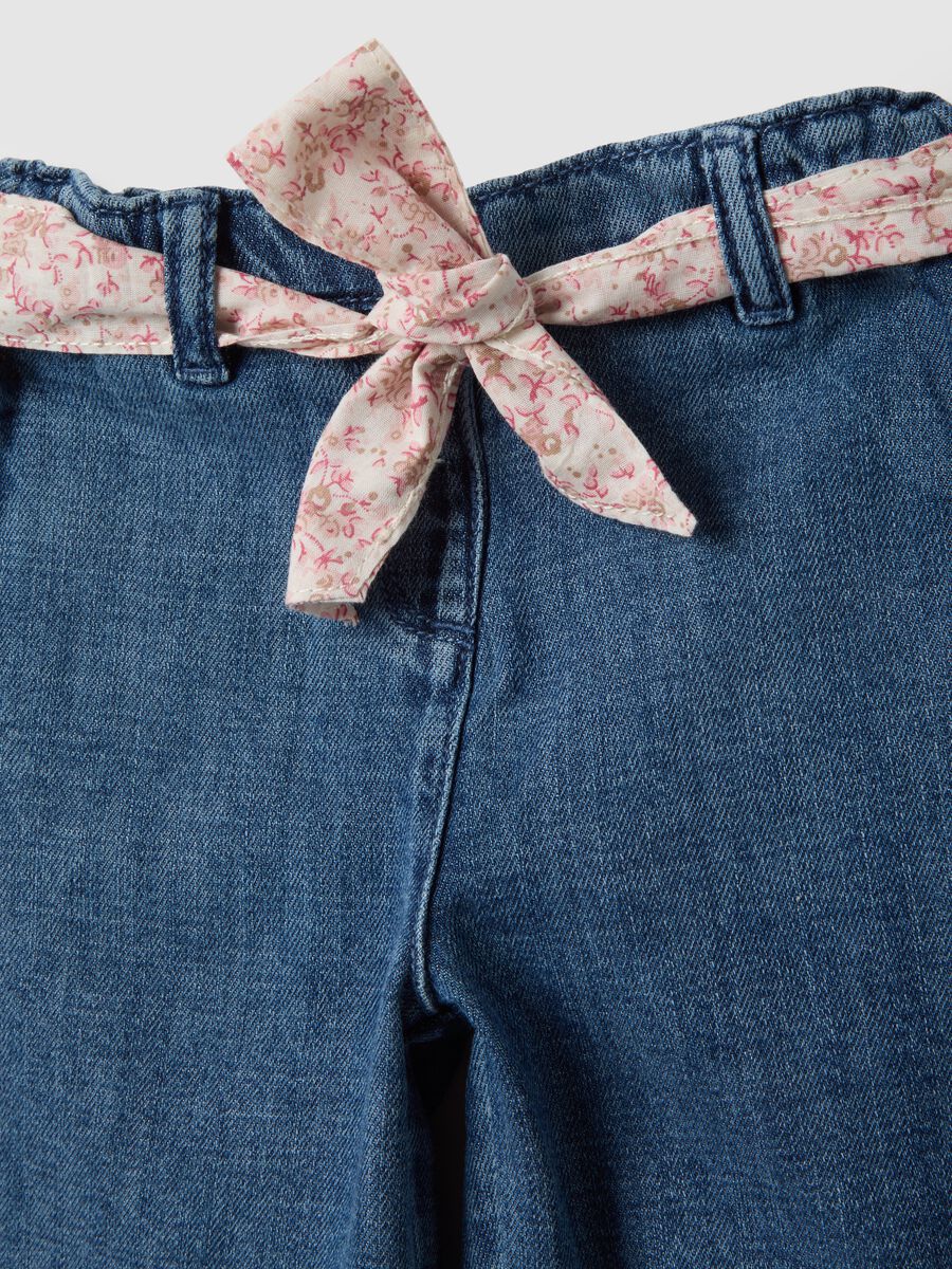 Girls' wide leg blue cotton blend trousers_2