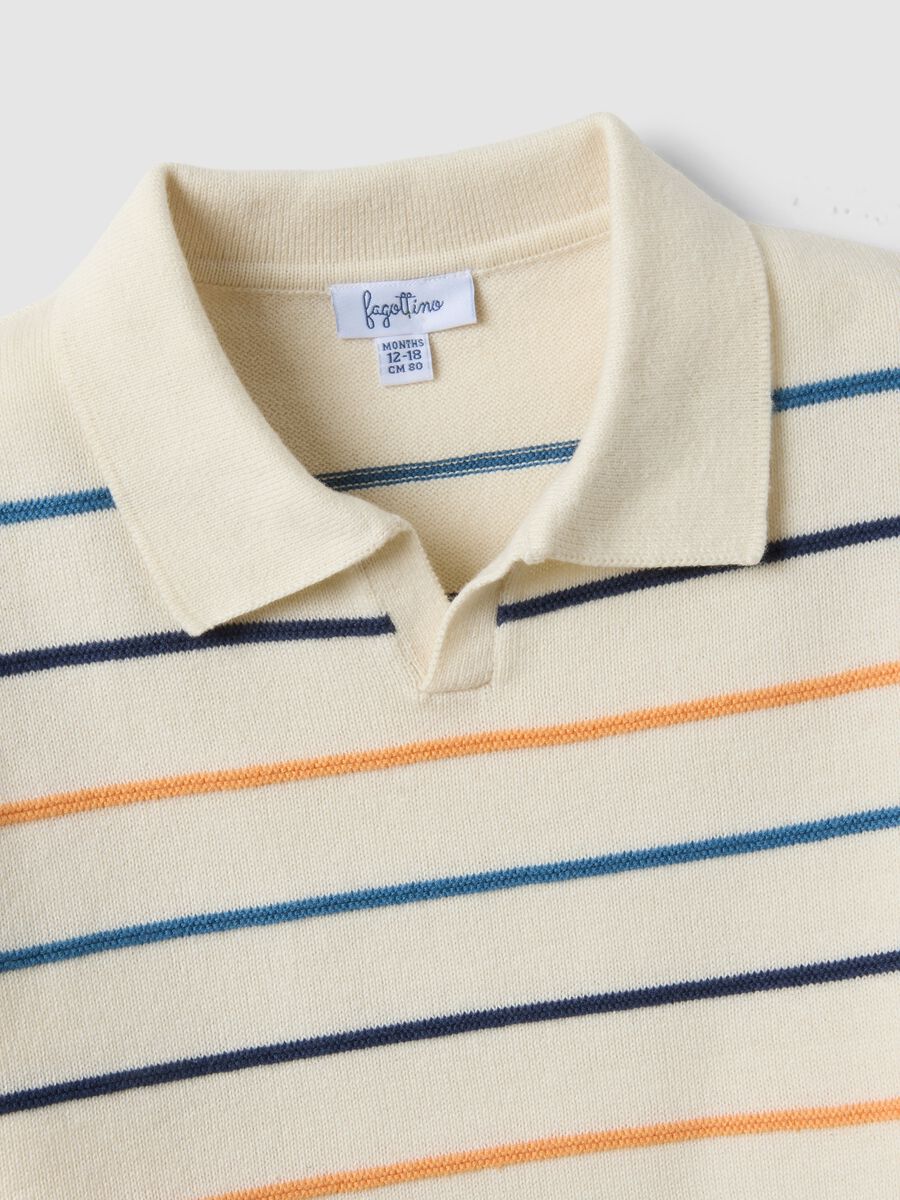 Children's regular fit multicolor striped pure cotton polo_3