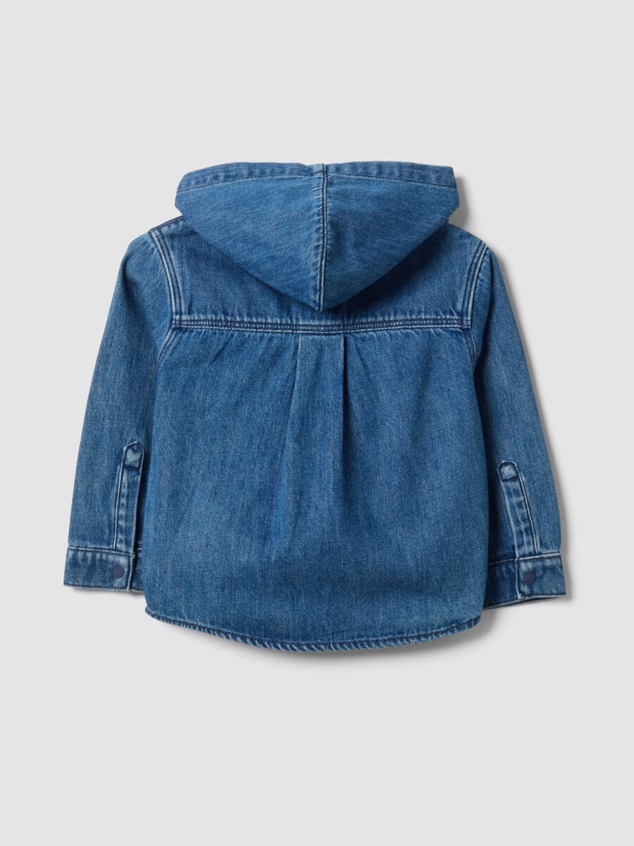 Blaue Denim-Shacket mit Kapuze aus Baumwoll- und Viskosemix f&uuml;r Jungen_1