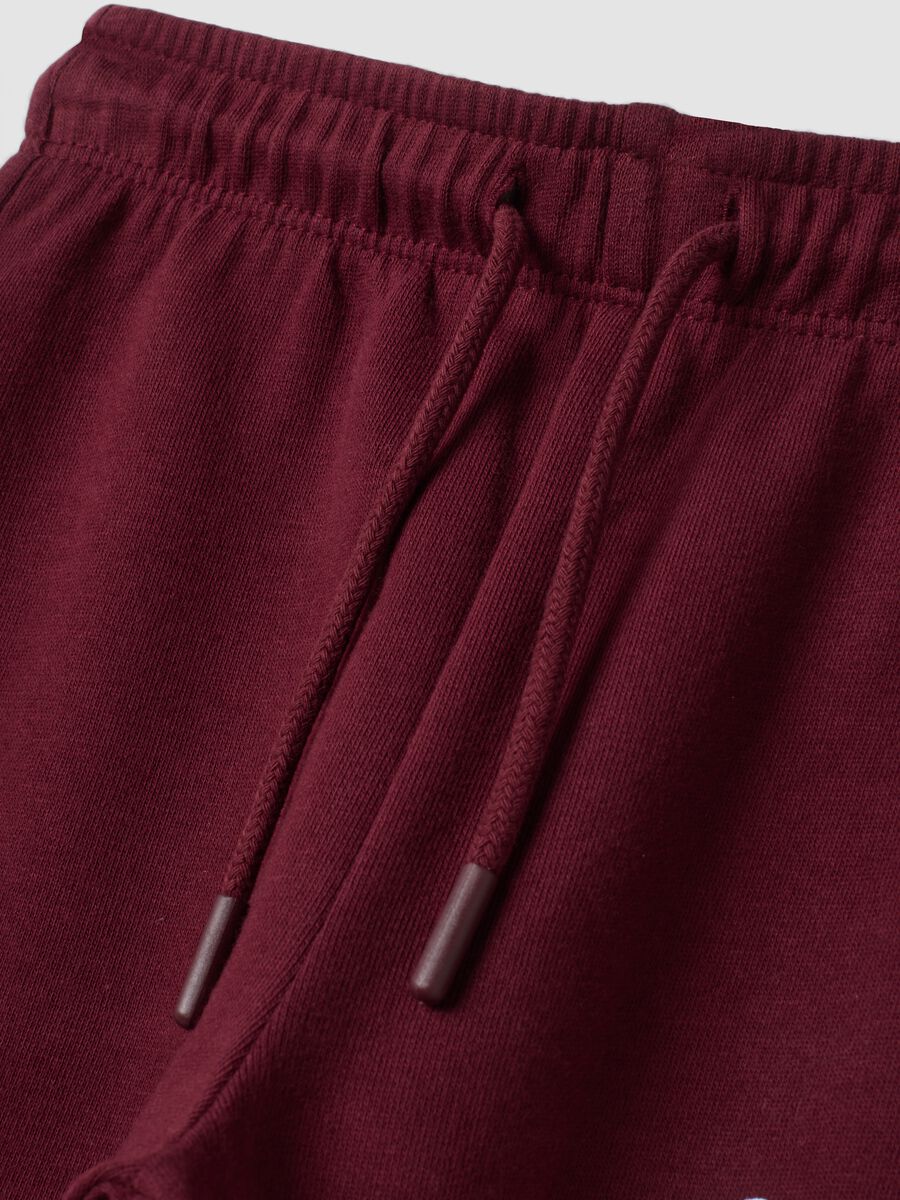 Pantaloni jogger rossi in puro cotone con stampa_2