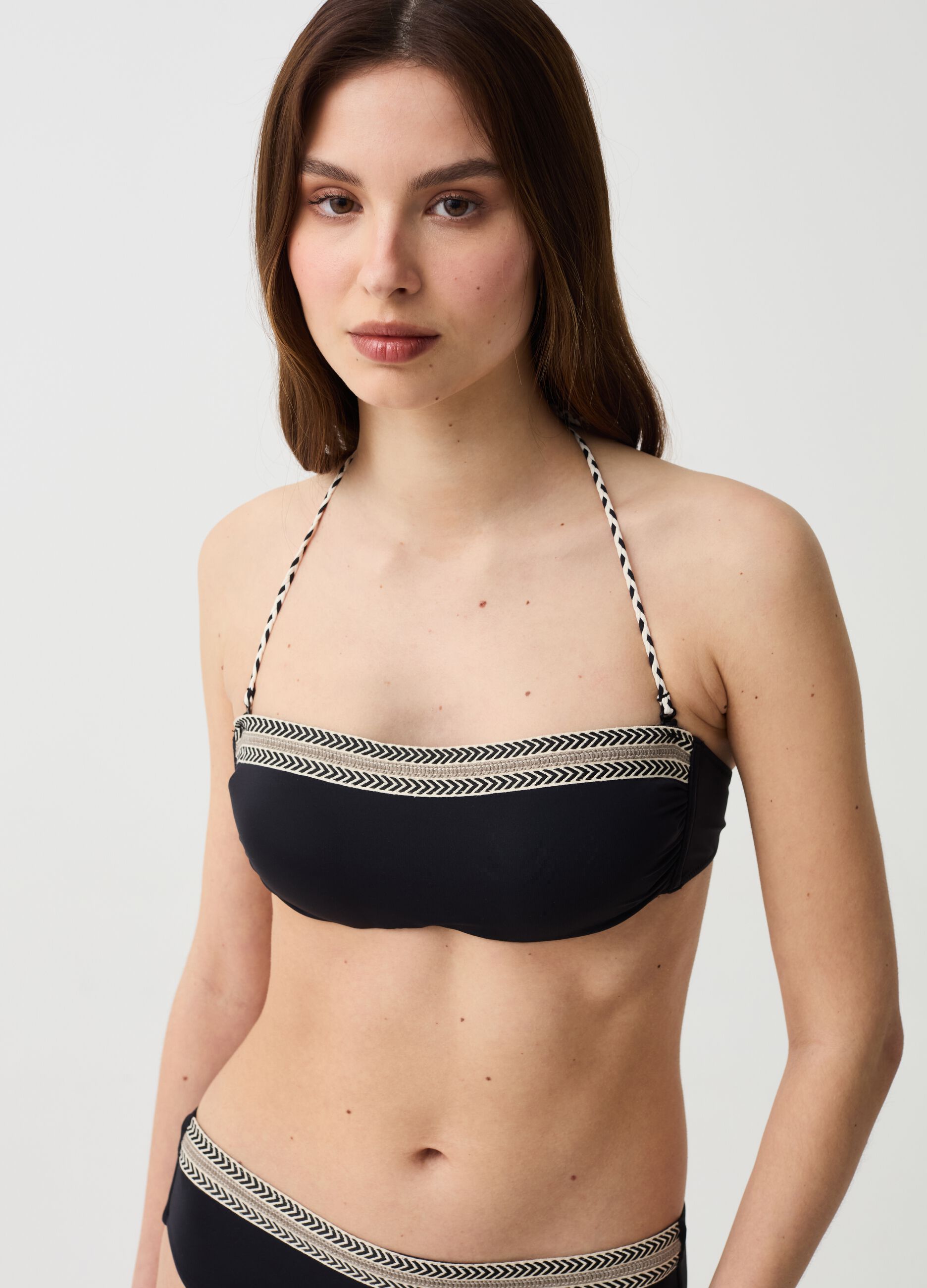 Bandeau bikini top with traditional insert