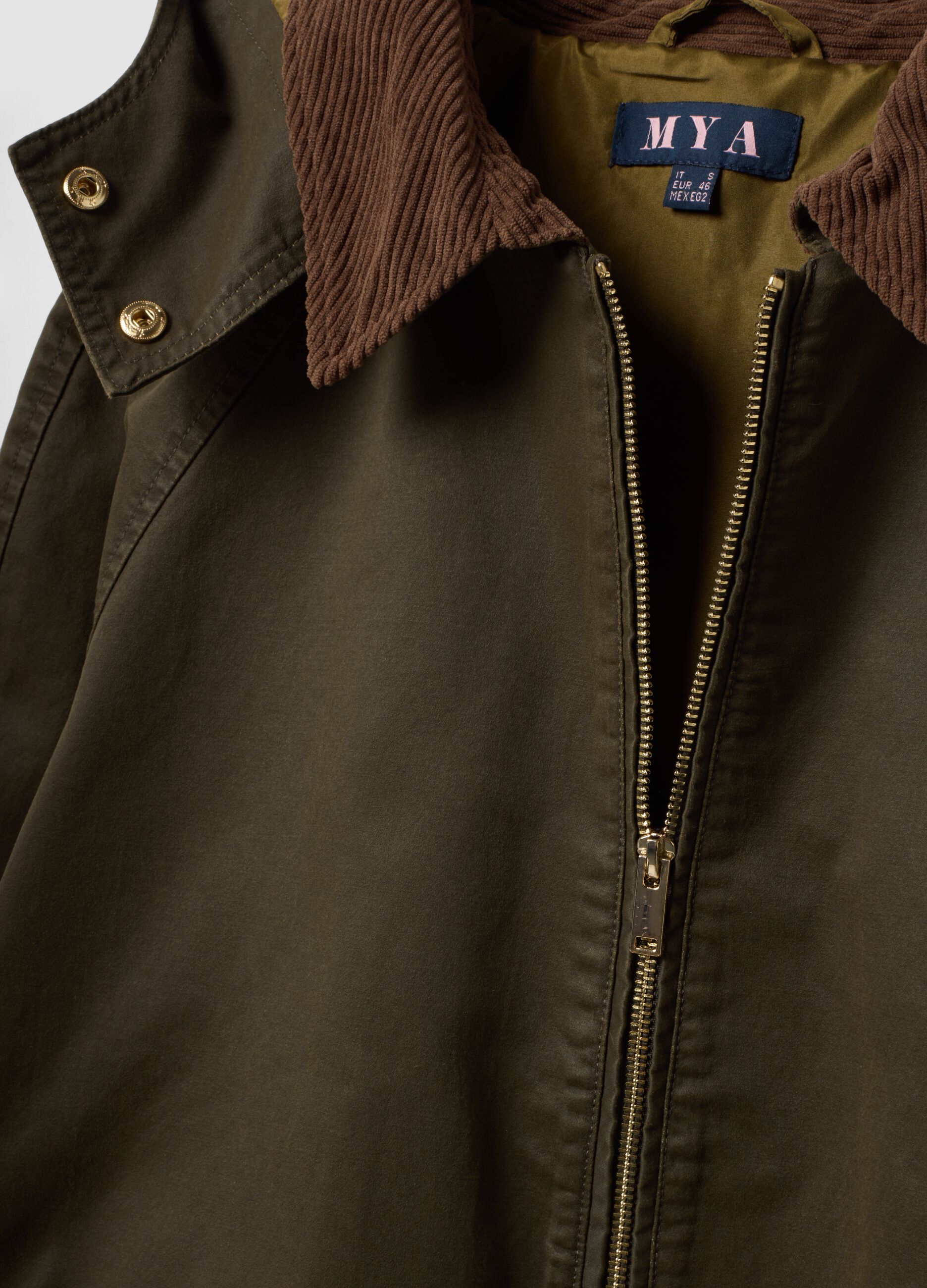 Green cotton-blend parka with detachable hood