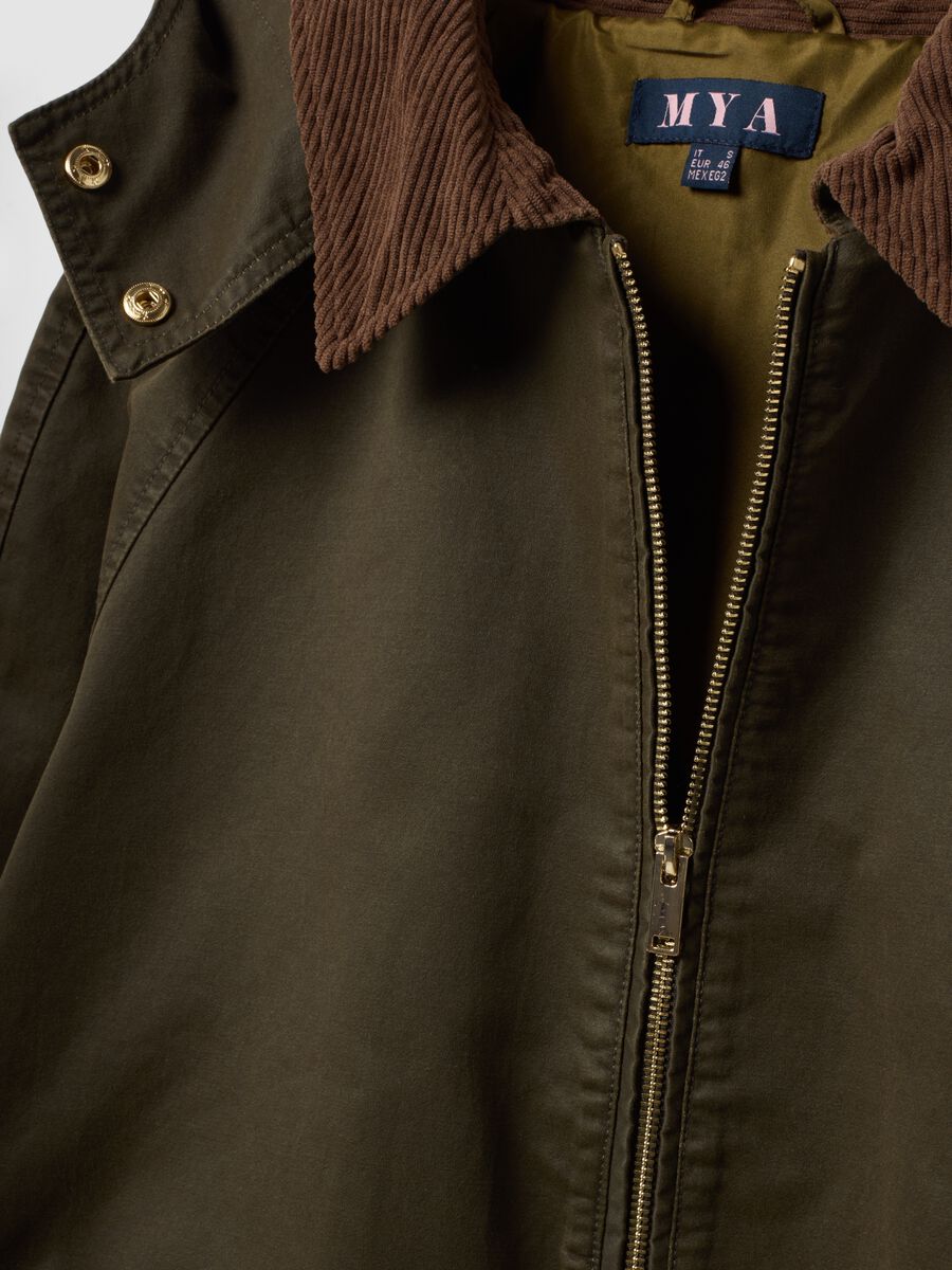 Green cotton-blend parka with detachable hood_1