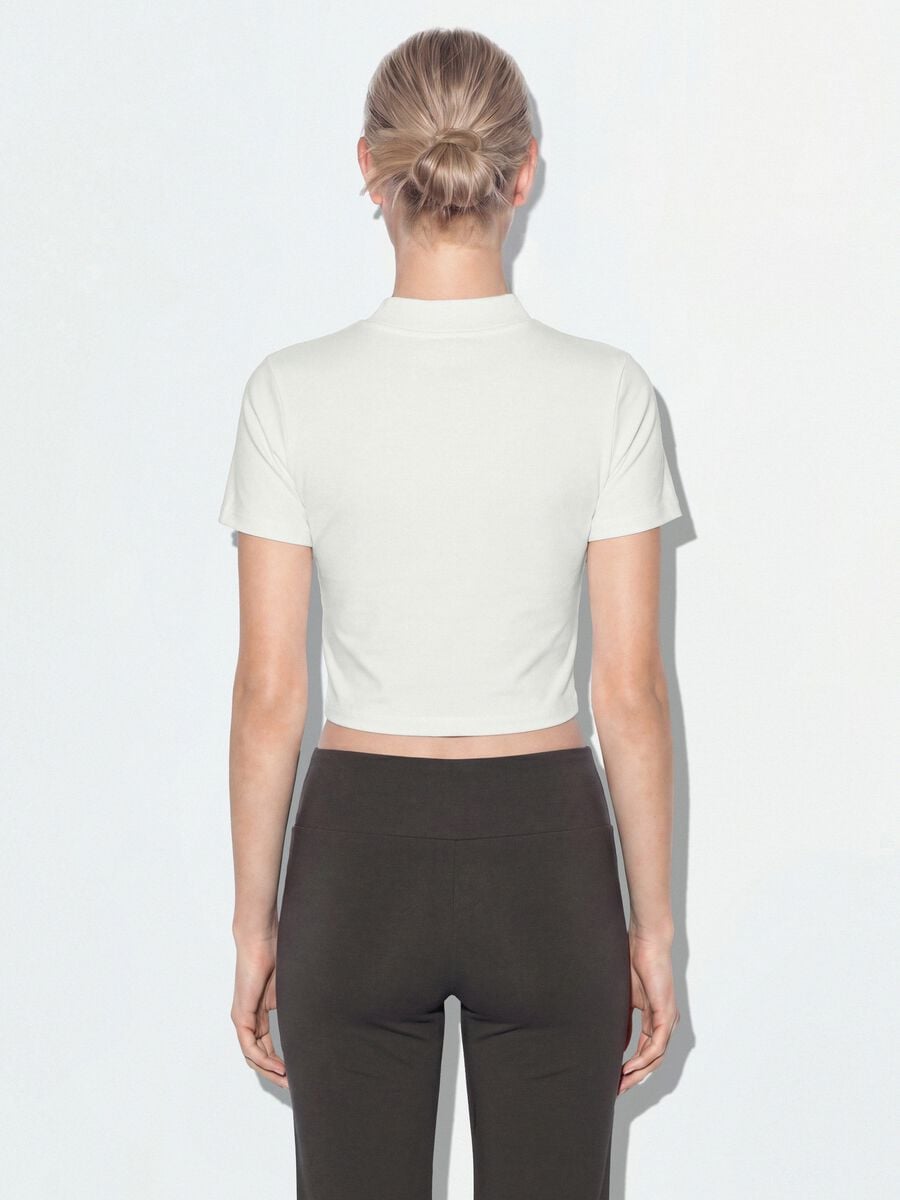 White fitted stretch-cotton T-shirt with high neck_2