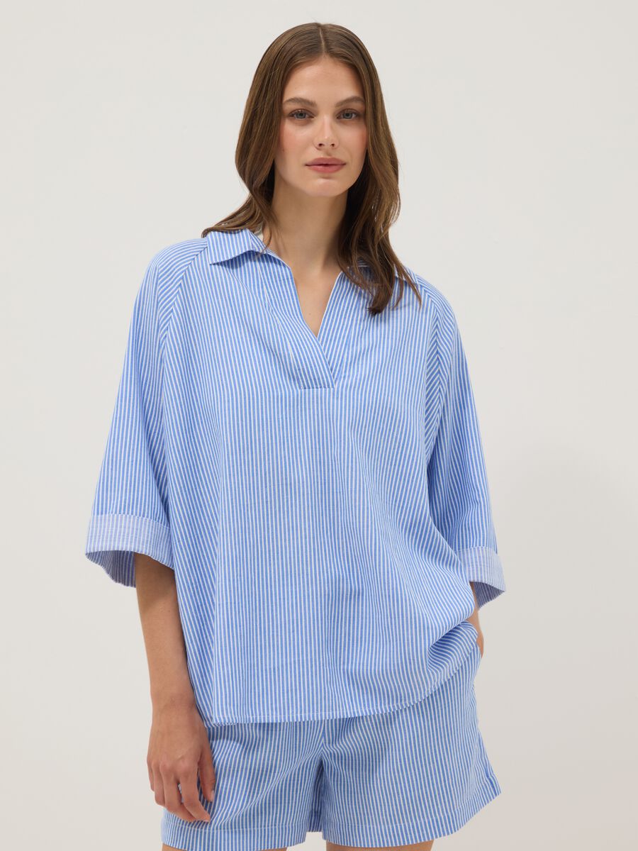 Blue striped pure cotton kaftan_2