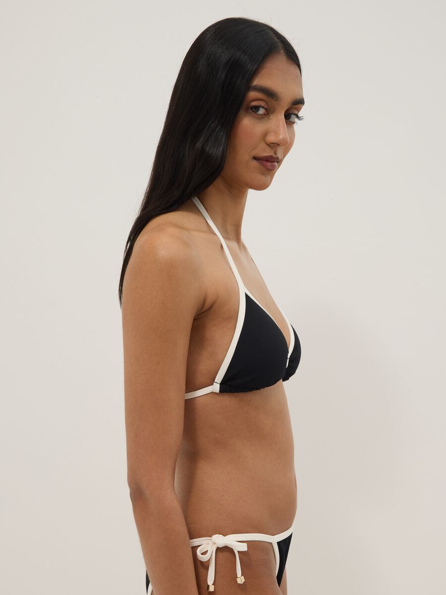 Multicolour triangle bikini top in stretch fabric_0