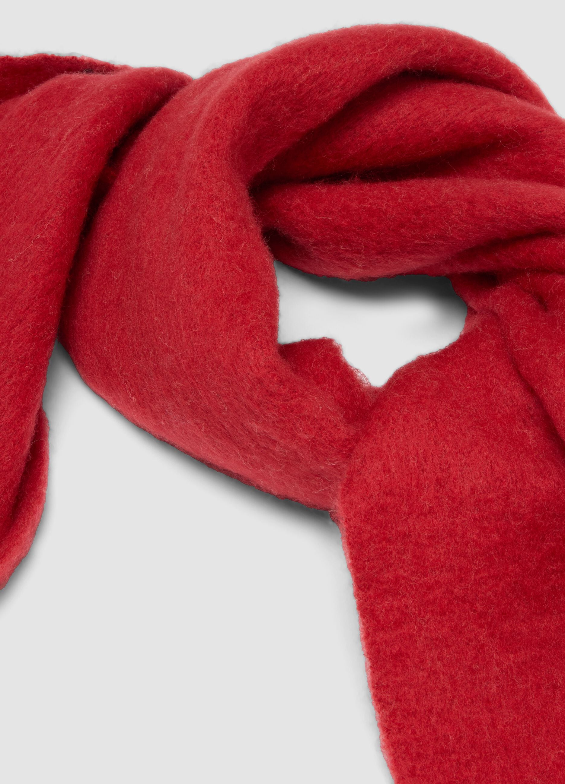 Sciarpa rossa in misto lana con frange