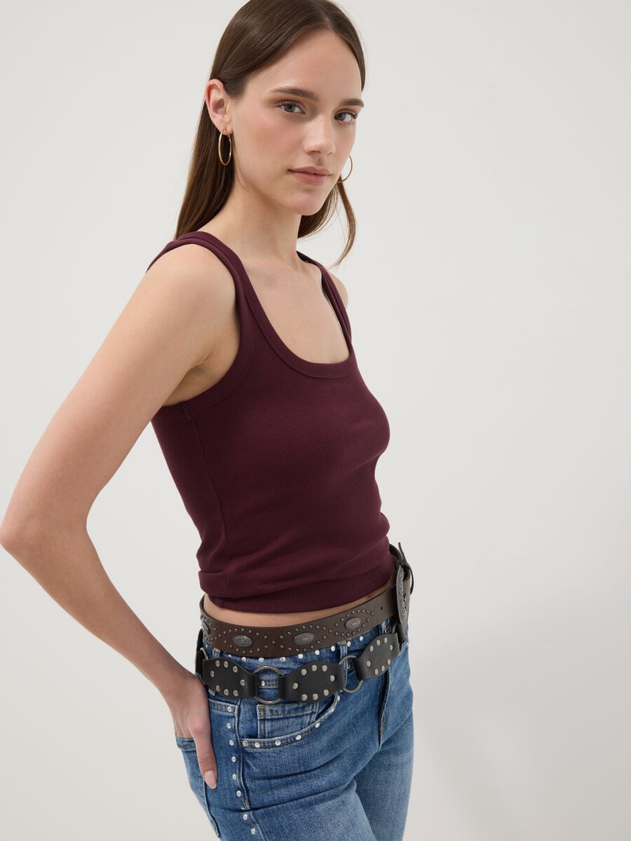 Violettes Tanktop aus elastischer Baumwolle_0