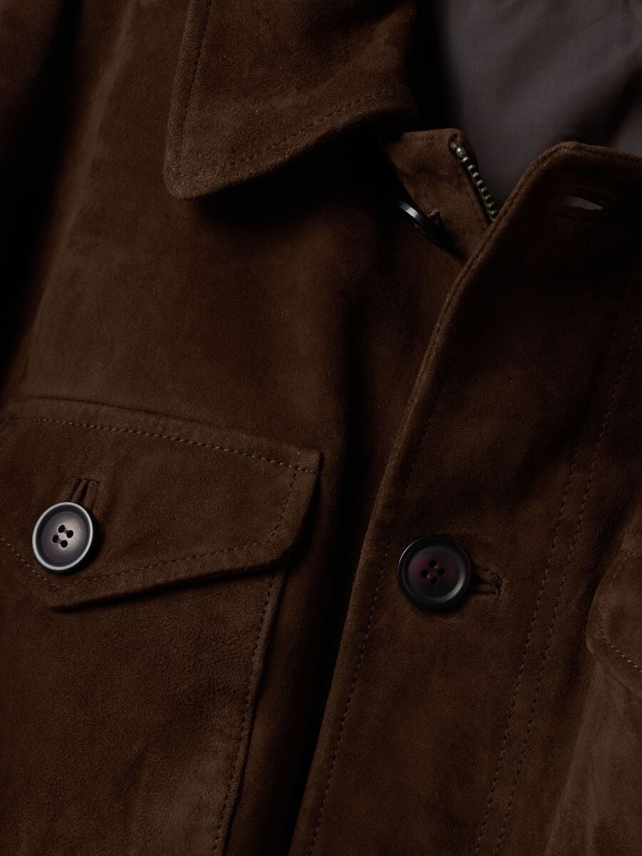 Brown padded genuine leather jacket_1