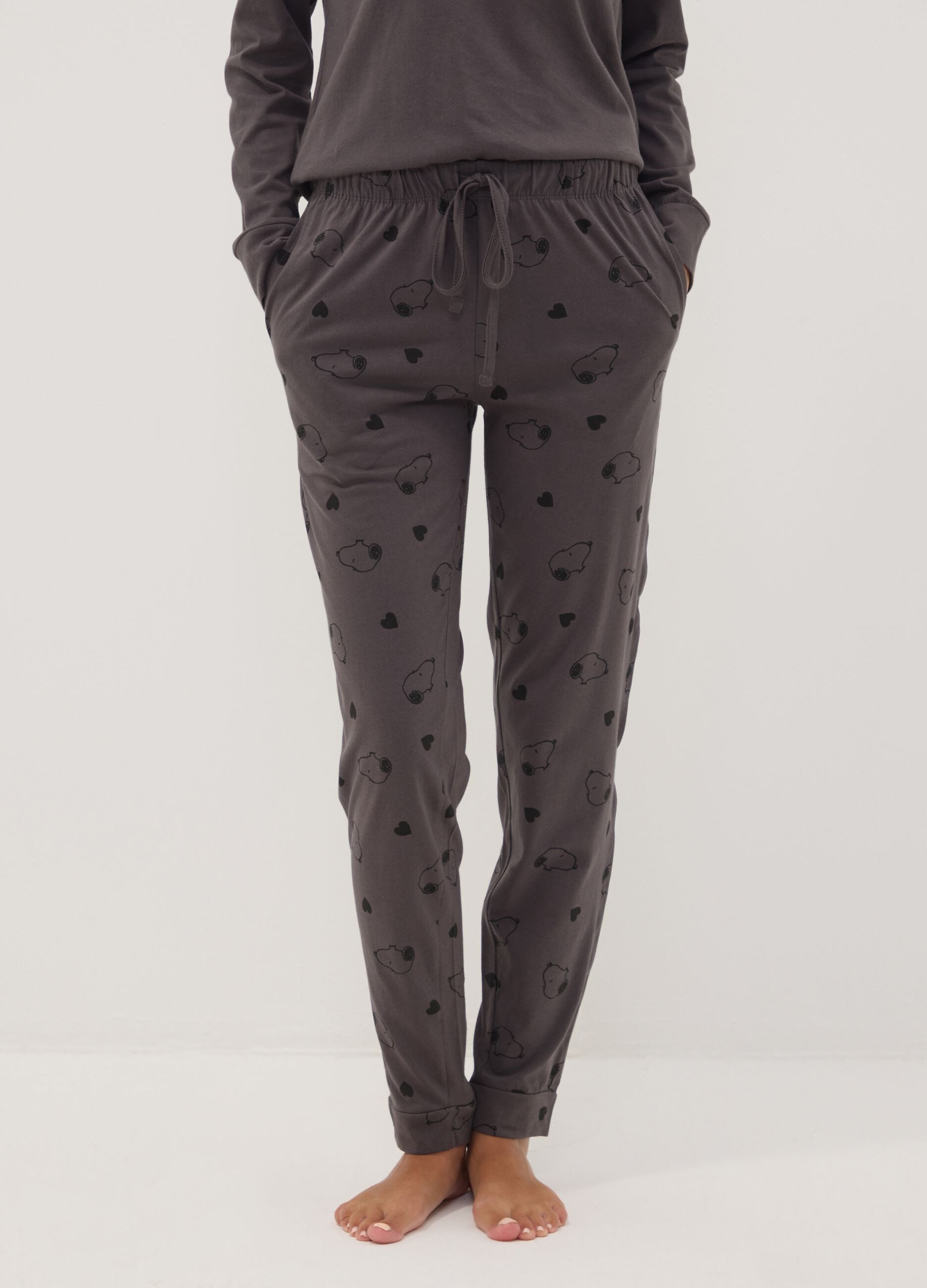 Peanuts organic cotton pyjama set in anthracite grey