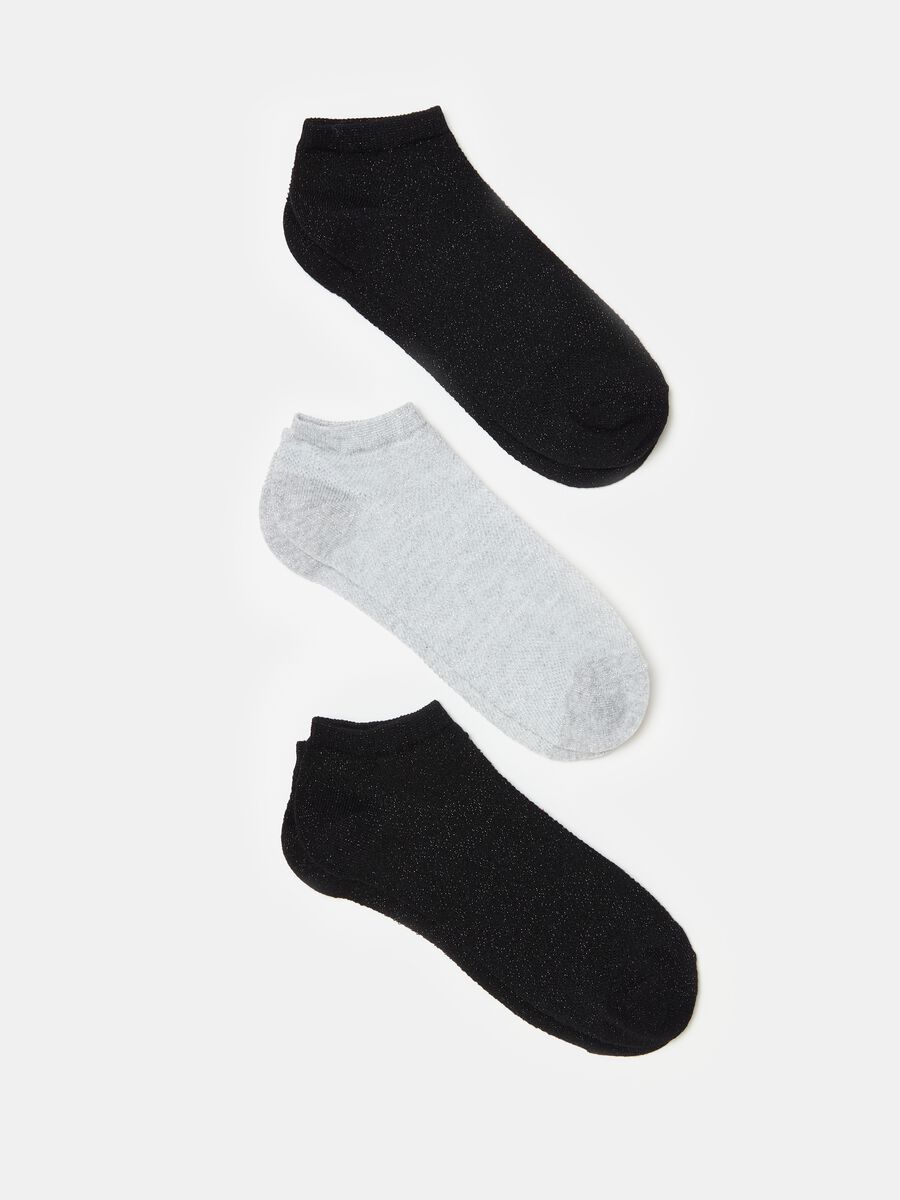 Pack tres calcetines invisibles de algodón orgánico con lurex_0