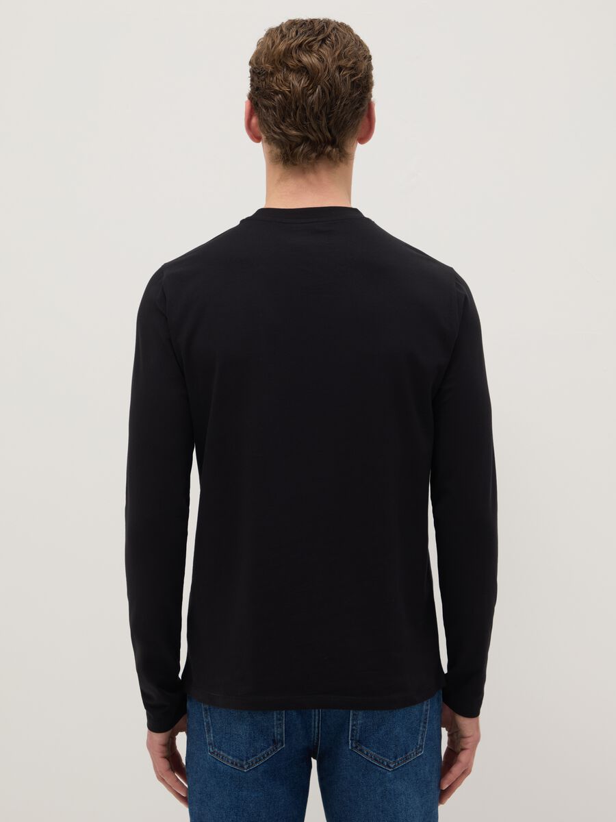 Black long sleeve cotton stretch regular fit t-shirt_2