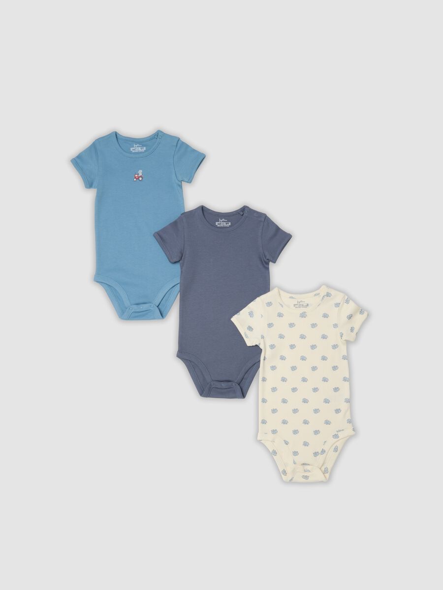 Lot de 3 bodies multicolores en pur coton bio pour b&eacute;b&eacute;_0