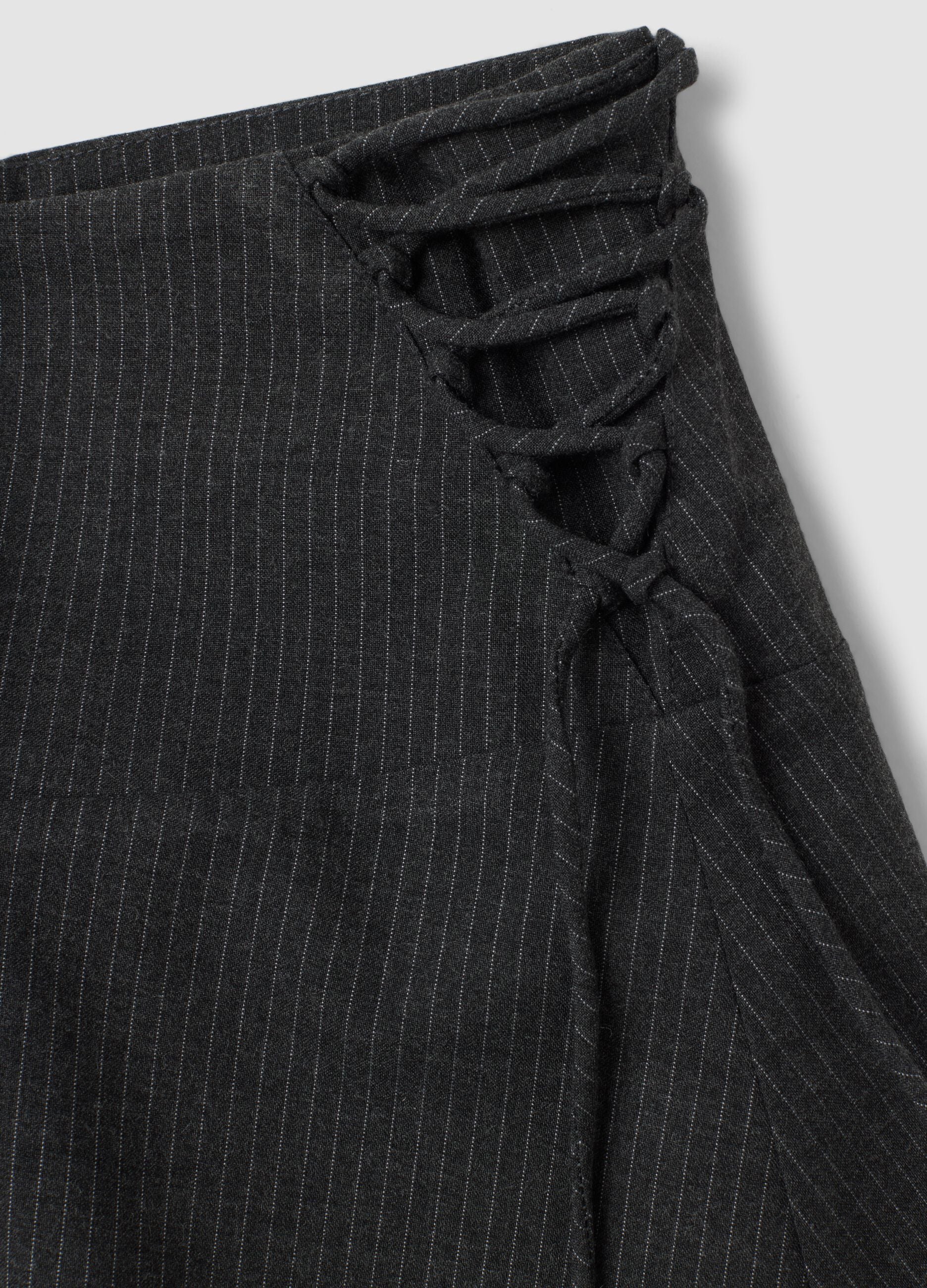 Grey stretch viscose pinstripe skirt