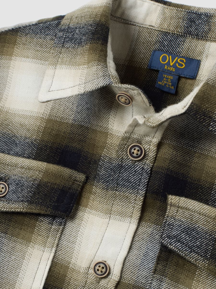 Camicia multicolor a quadri in puro cotone twill over fit_3