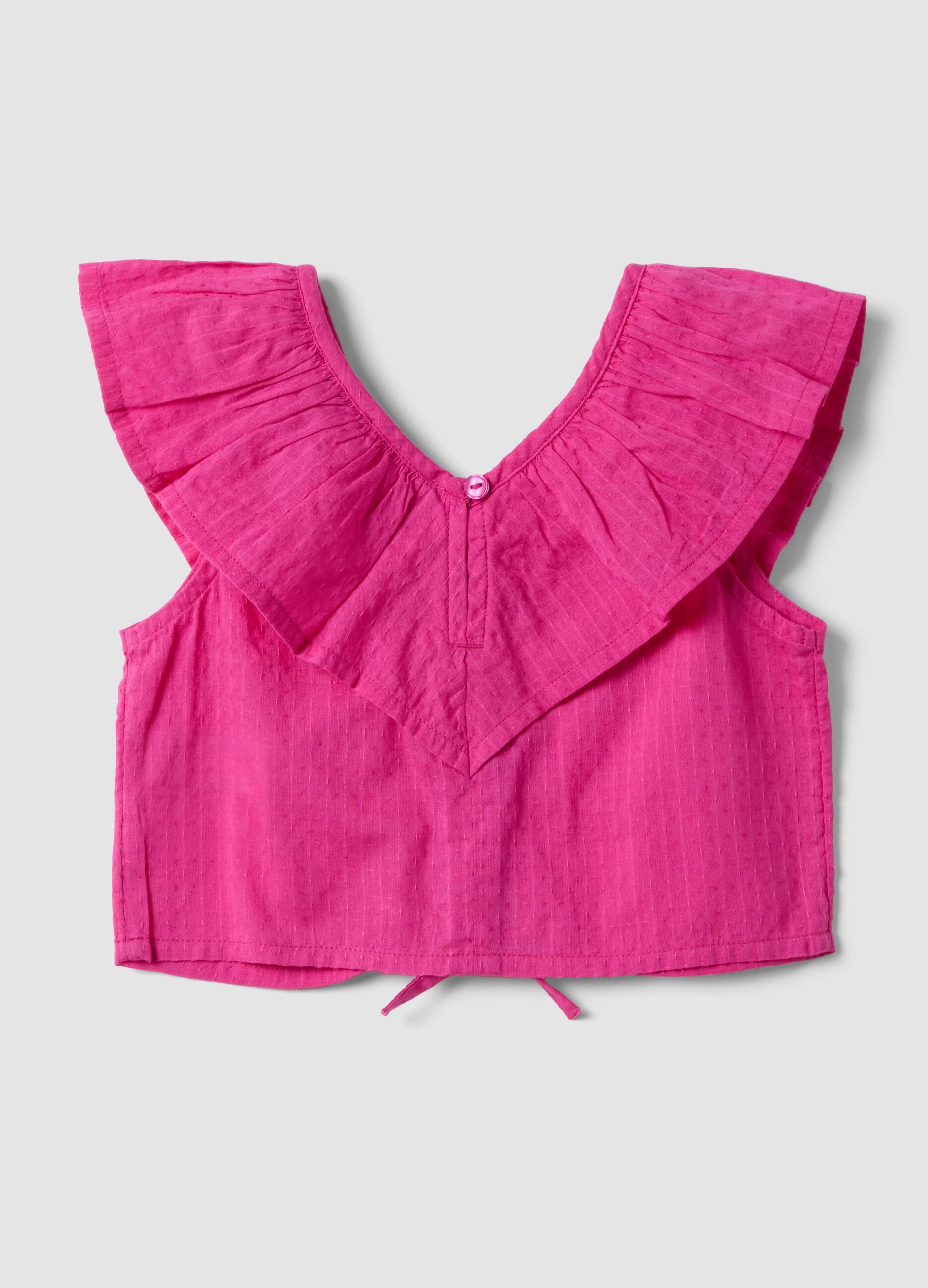 Pink pure cotton top with ruffles