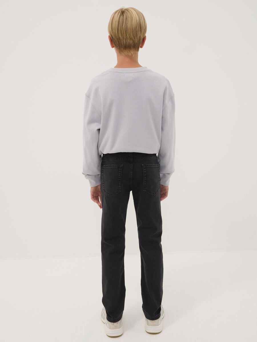 Boys&rsquo; black denim stretch-cotton jeans, regular fit_1