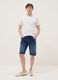 Blue denim shorts in stretch cotton blend, regular fit_0