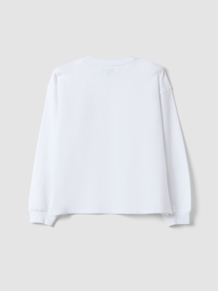 Wei&szlig;es Sweatshirt aus reiner Bio-Baumwolle mit Rippkragen_2