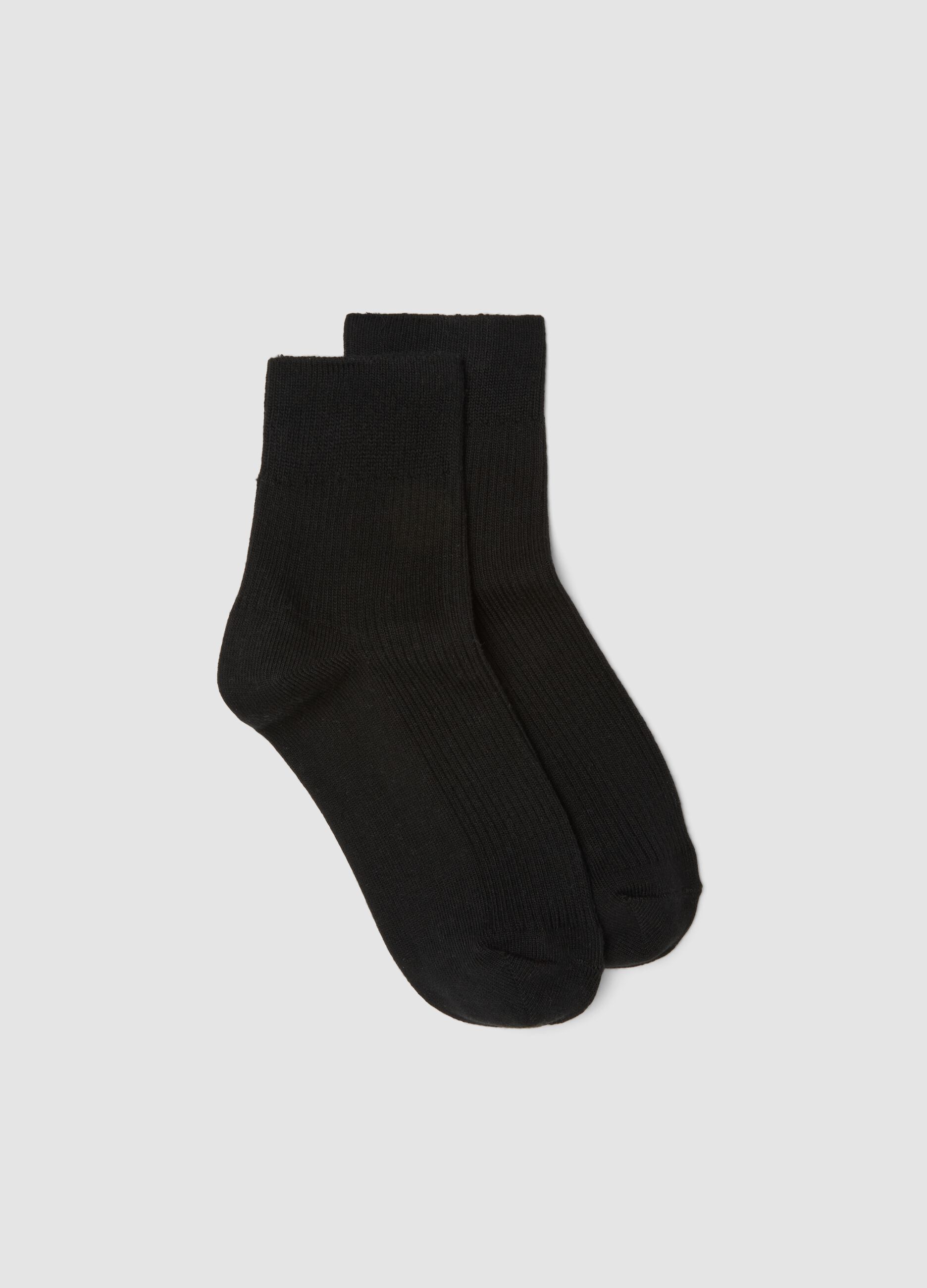 Black ankle socks in stretch cotton