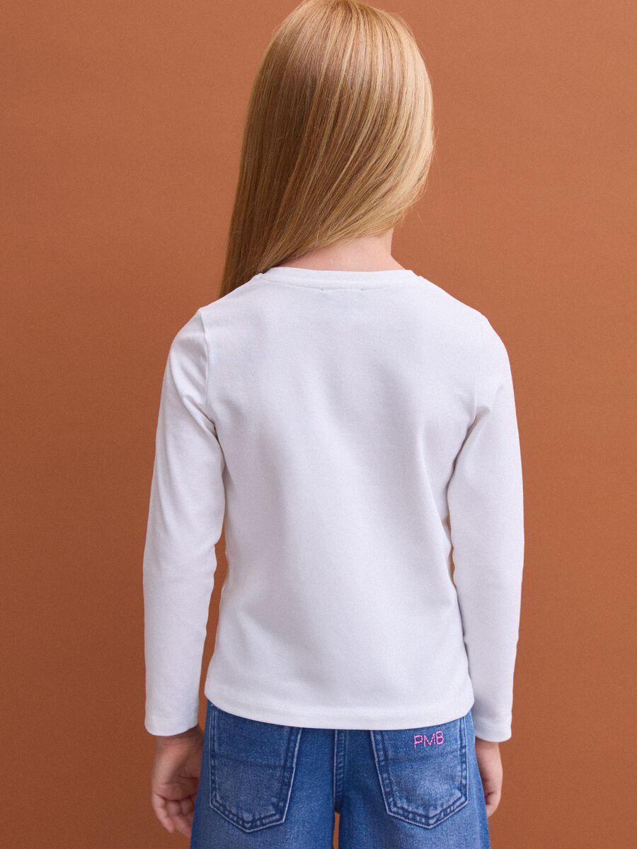 T-shirt branca em algod&atilde;o el&aacute;stico com estampado leopardo para menina_2