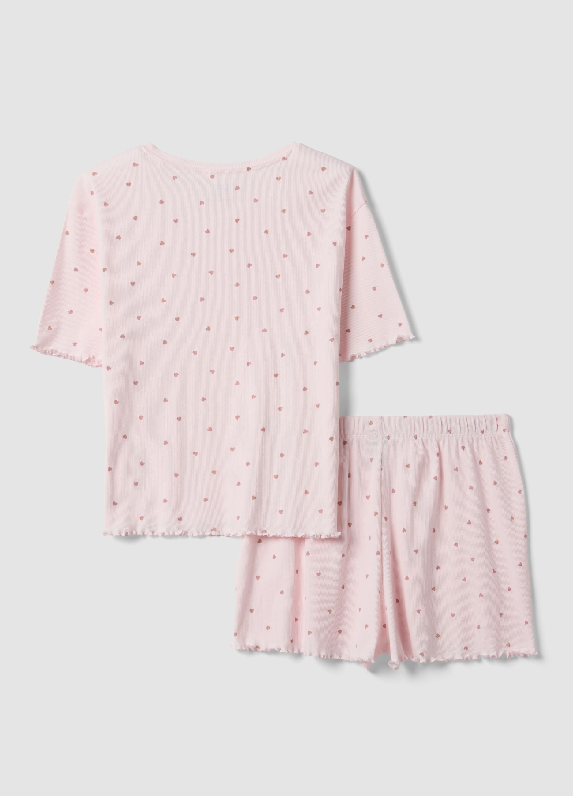 Pink organic cotton heart-print pyjamas