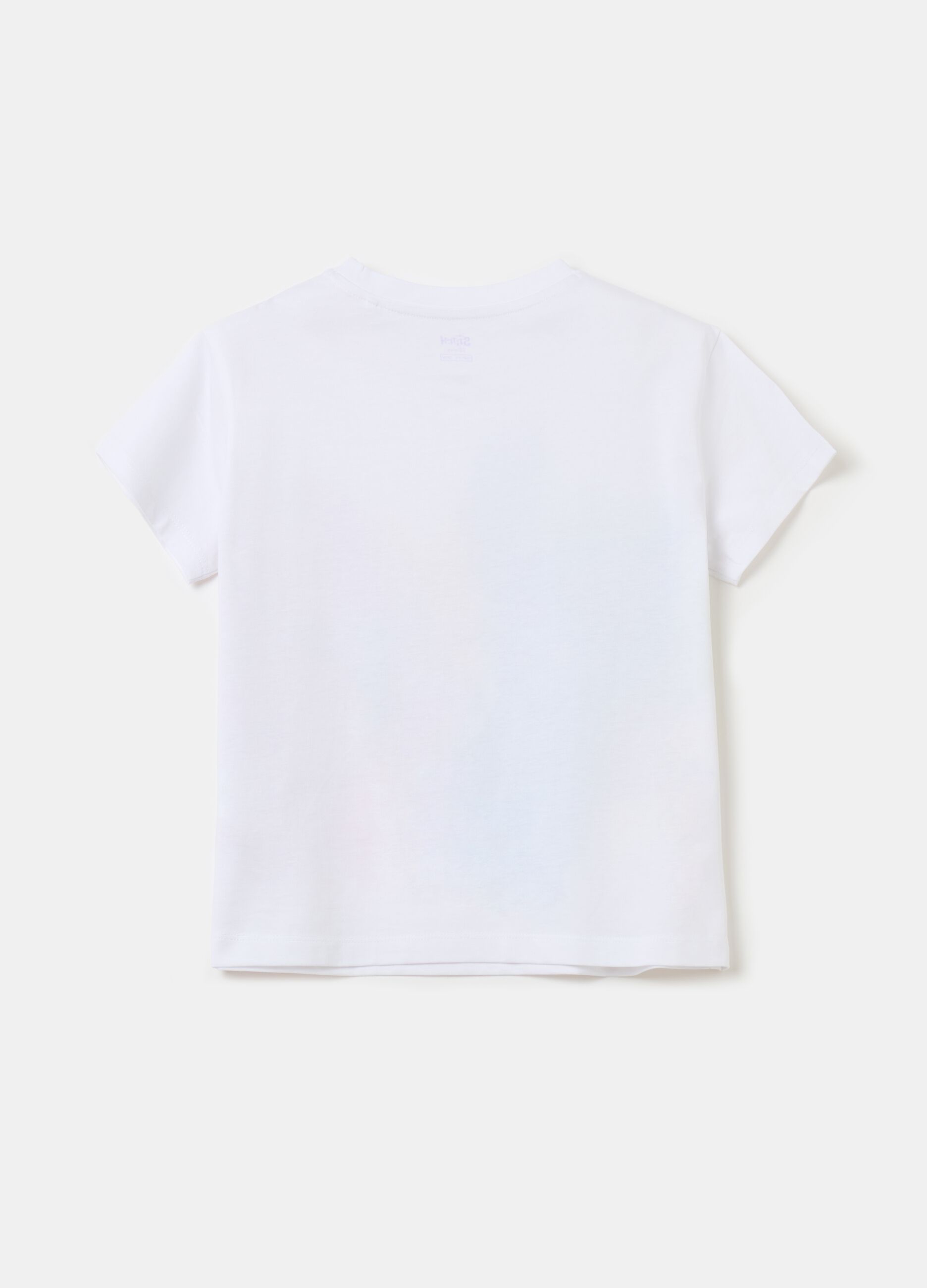 T-shirt in cotone con stampa Angel e Stitch