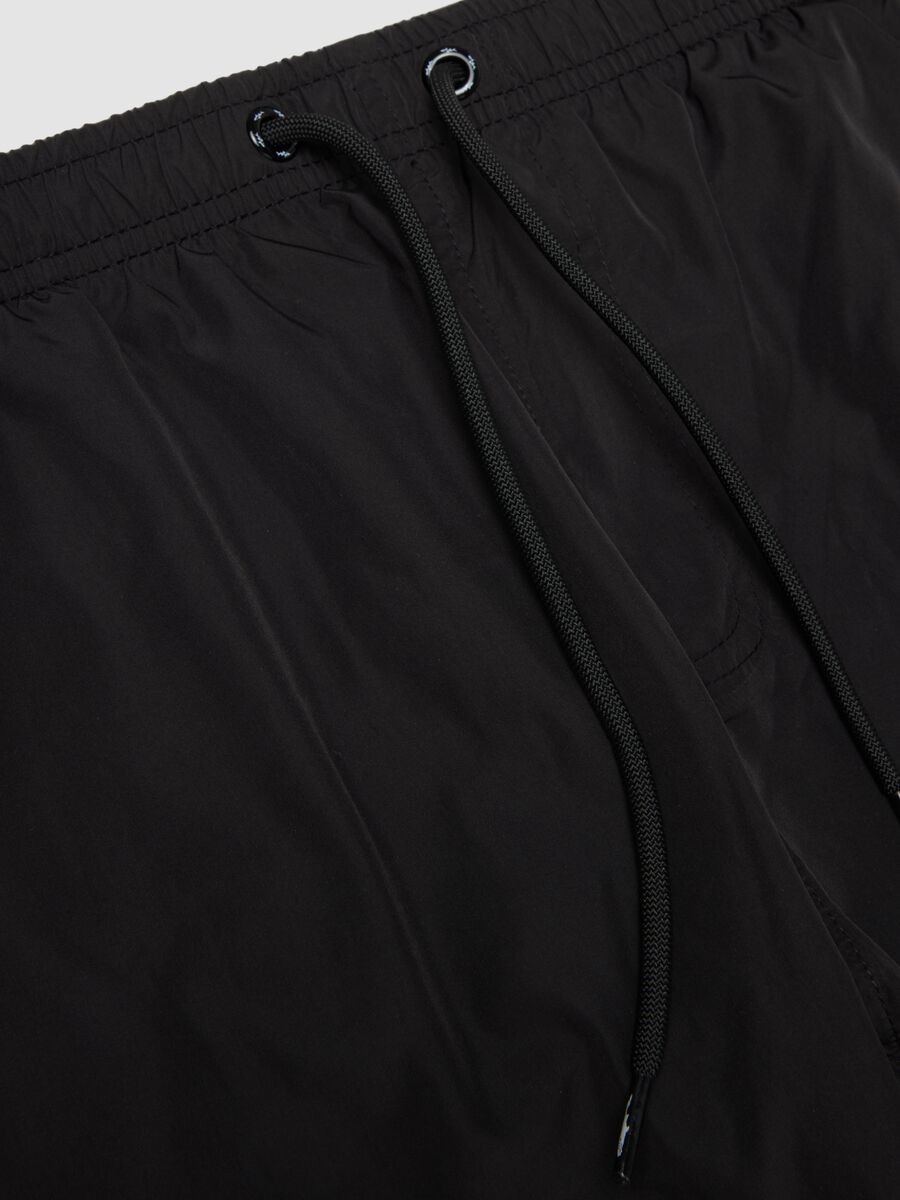 Short de bain noir &agrave; taille &eacute;lastiqu&eacute;e_1