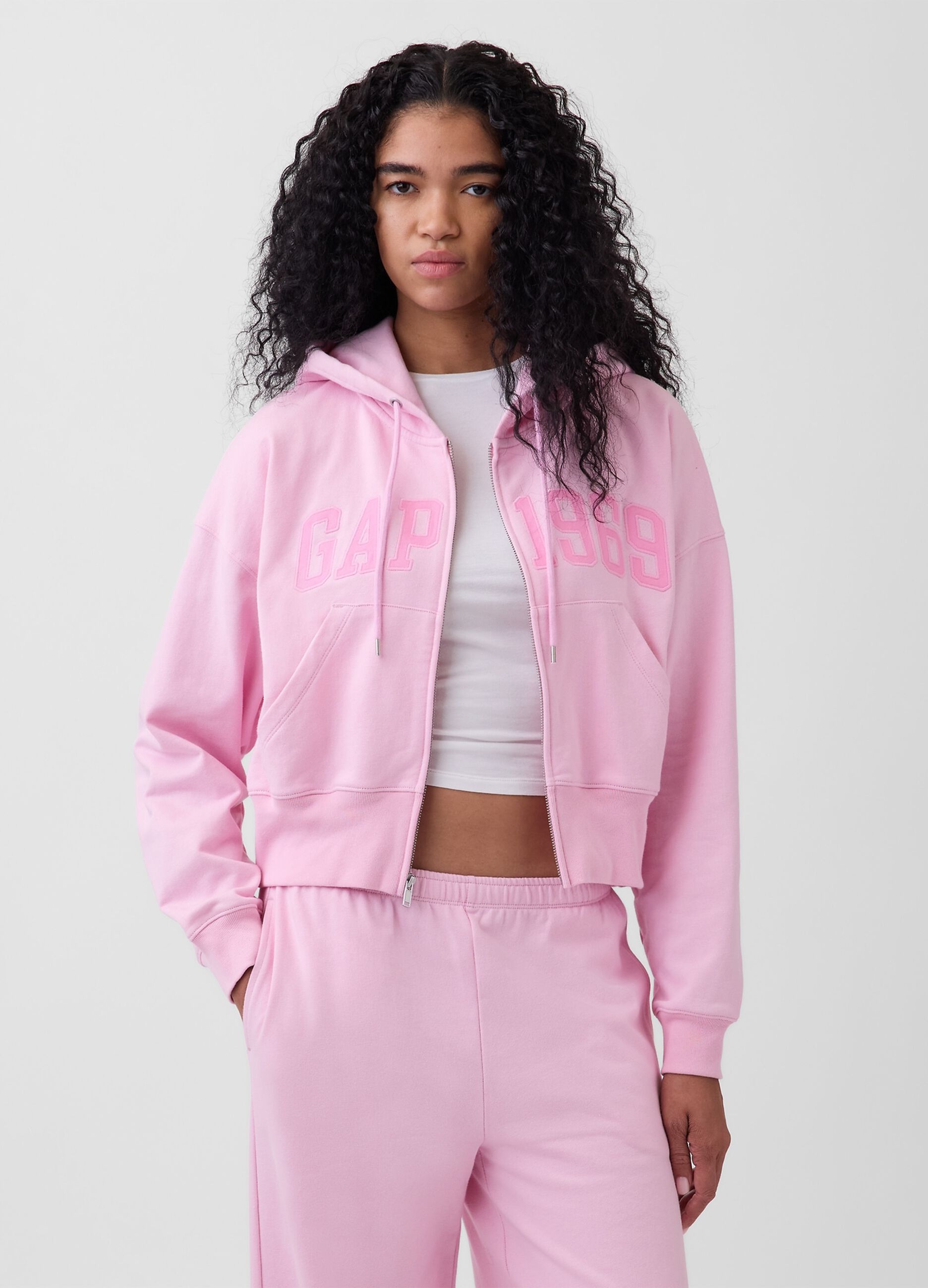 Cotton-blend zip-up hoodie