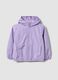 Casaco imperme&aacute;vel roxo com capuz e fecho de correr para menina, corte regular_0