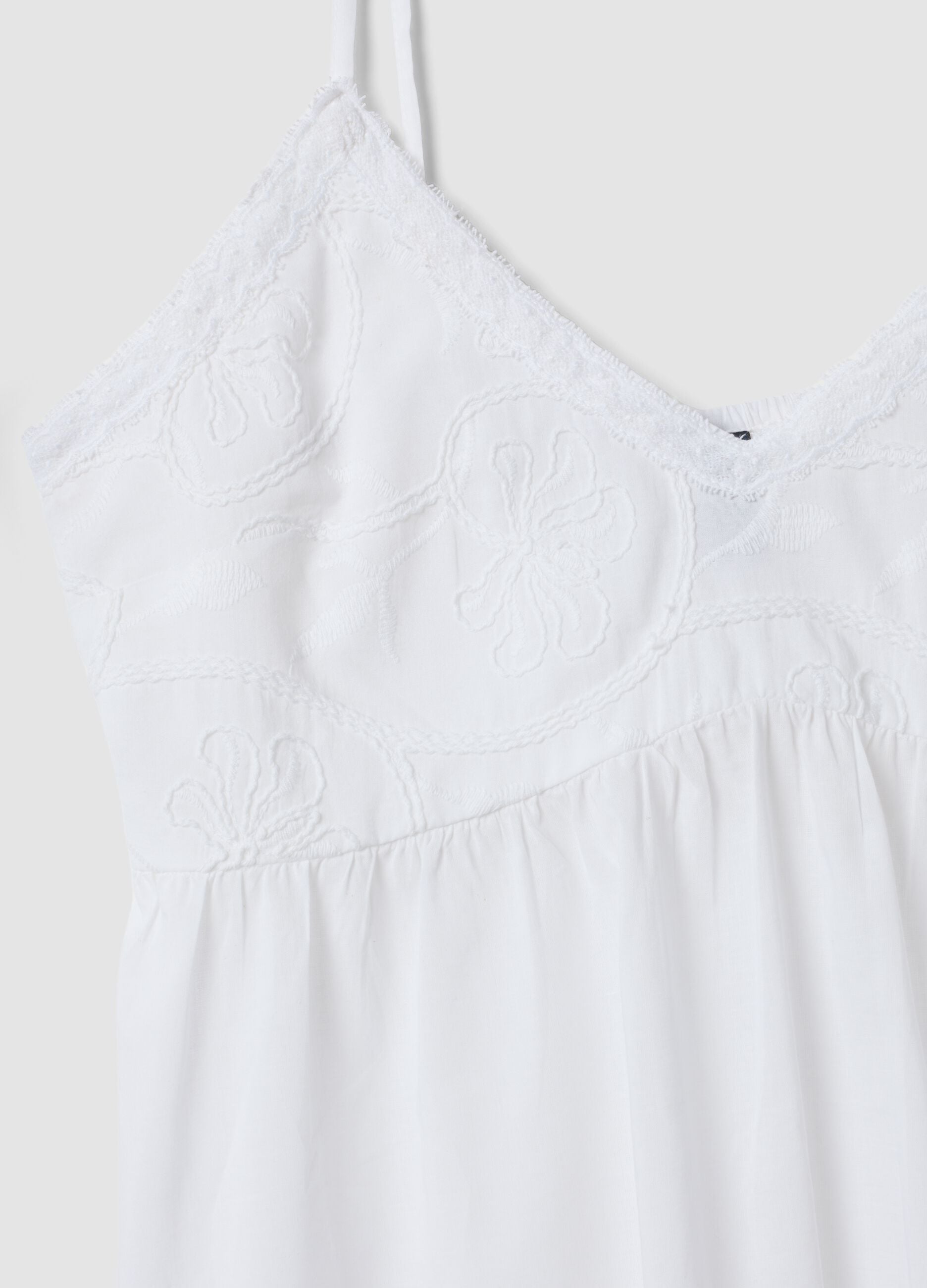 White organic cotton nightdress with straps