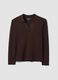 Brown viscose-blend polo-collar jumper with oversized fit_0