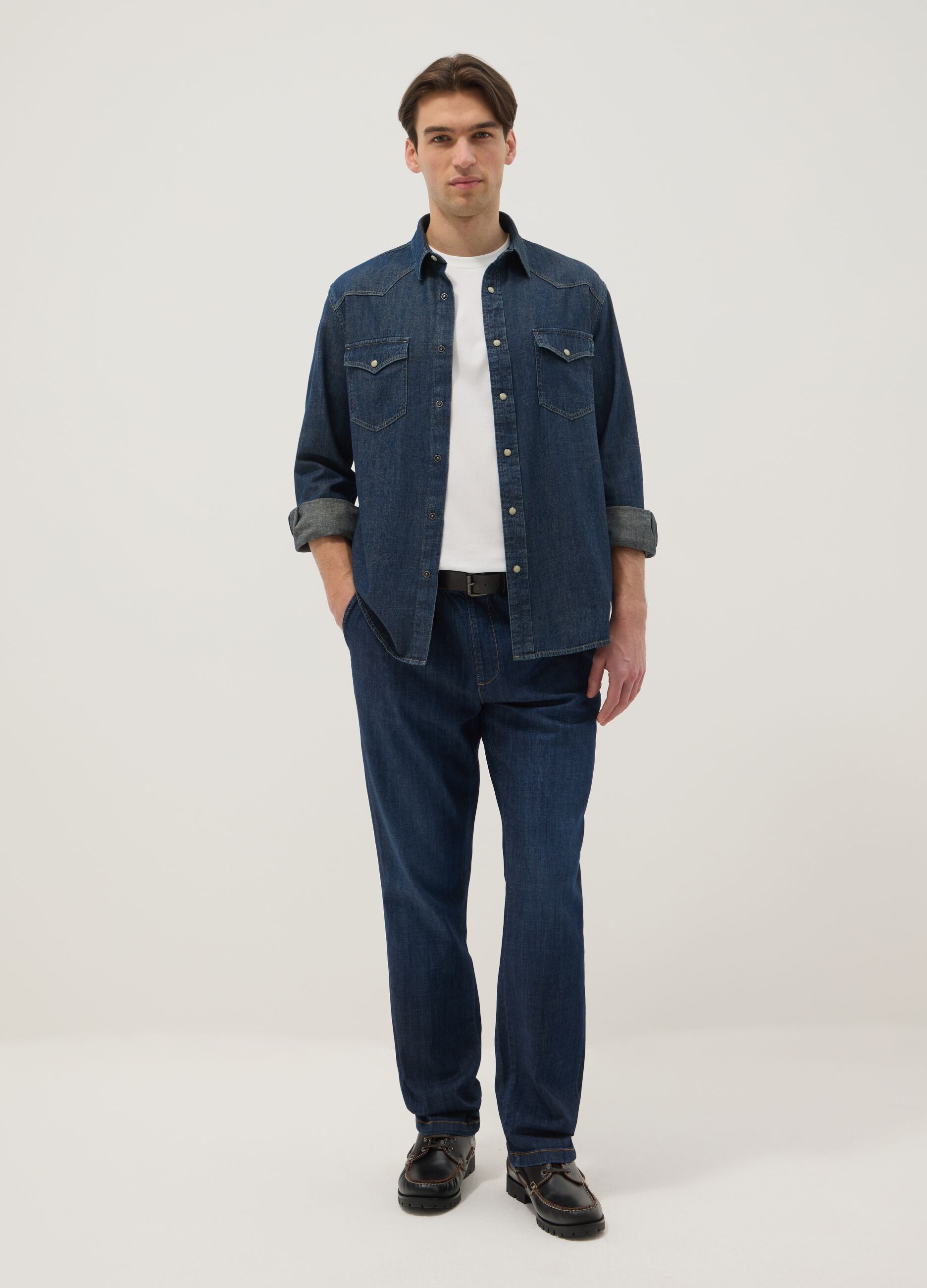 Blue Regular Fit Stretch Denim Cotton Jeans