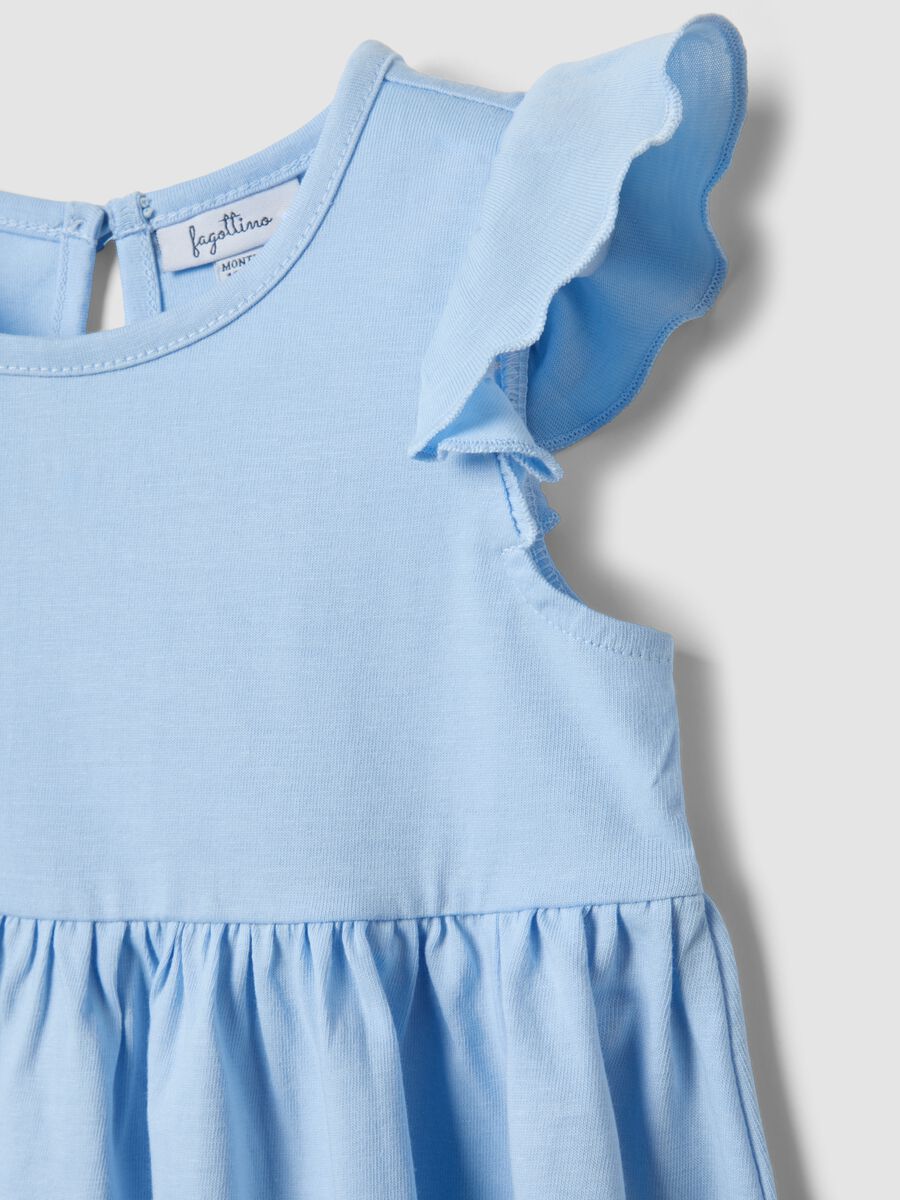 Light blue pure cotton baby girl dress, regular fit with ruffles_2